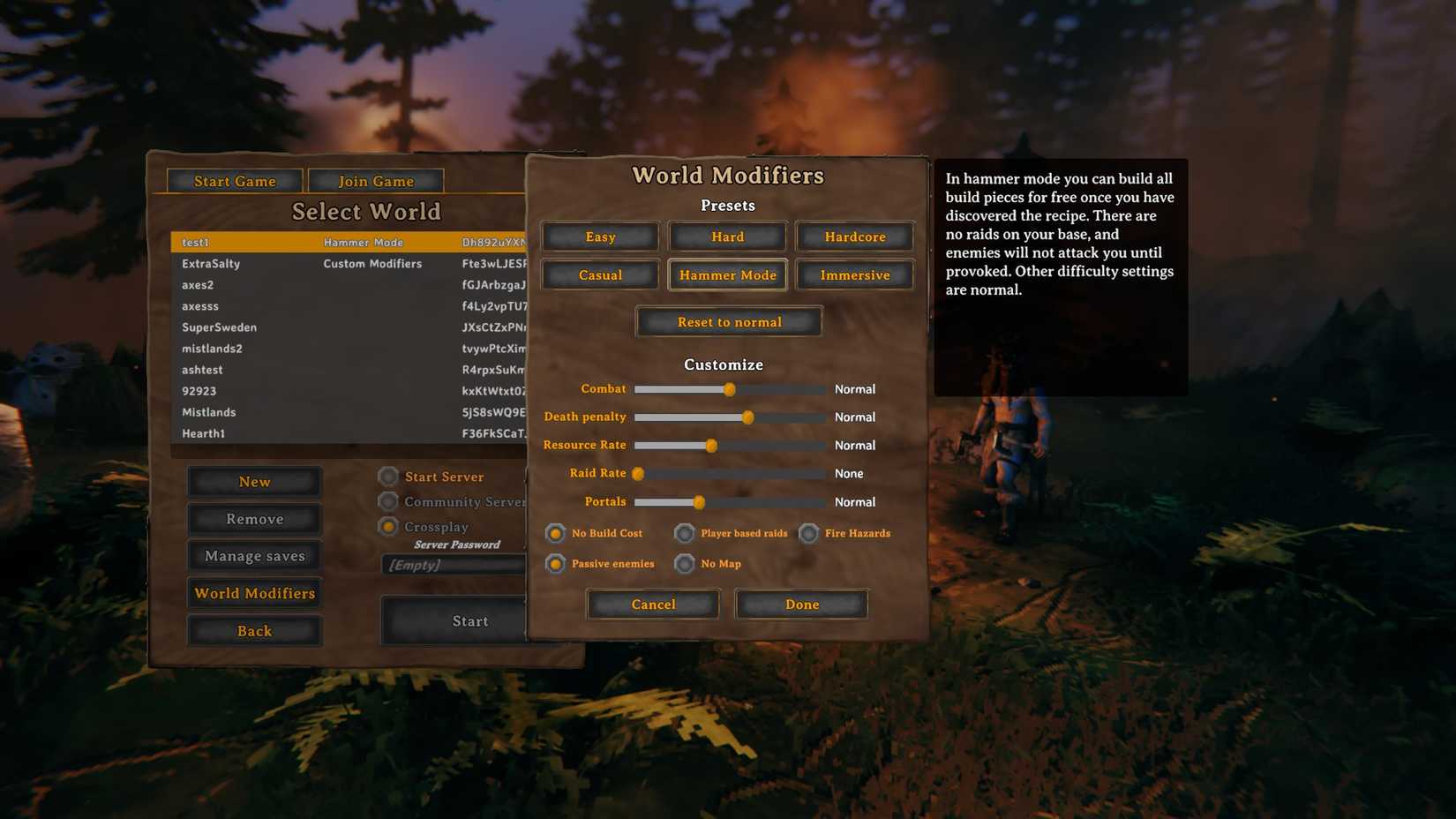 Valheim Hammer Mode toggle