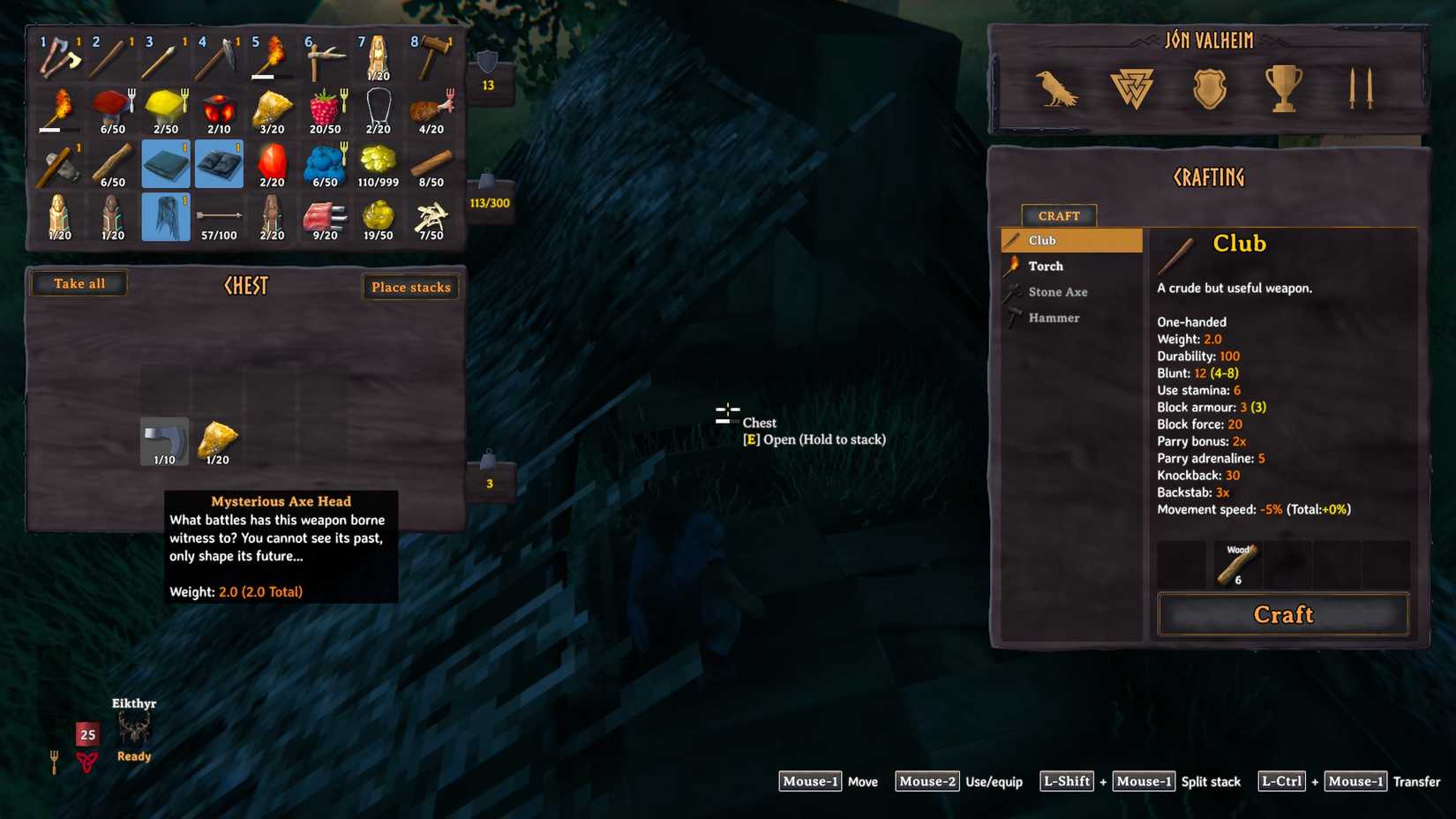 Valheim Mysterious Axe Head in chest