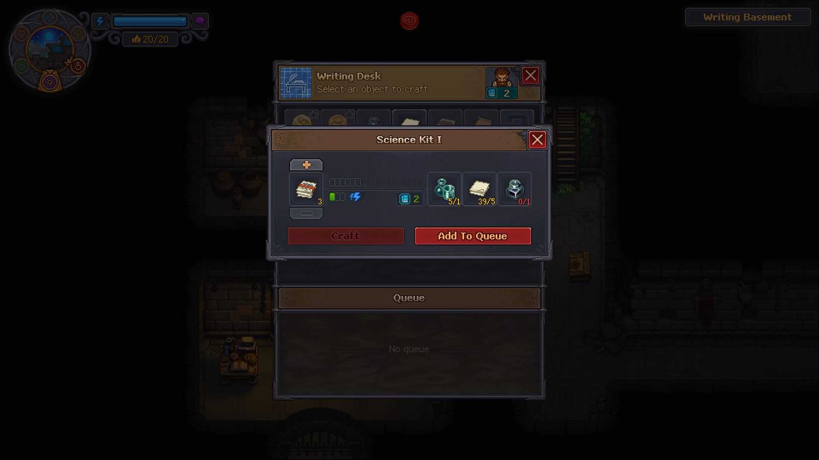 Graveyard Keeper 2 Science Kit crafting screen