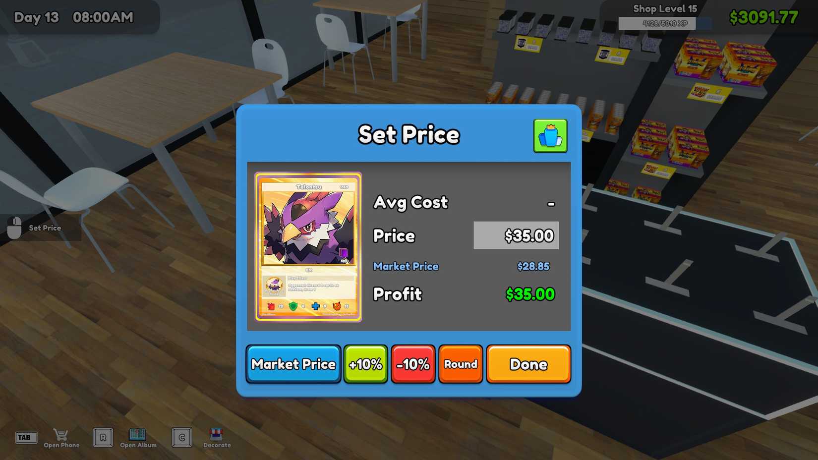 TCG Card Shop Simulator selling single card