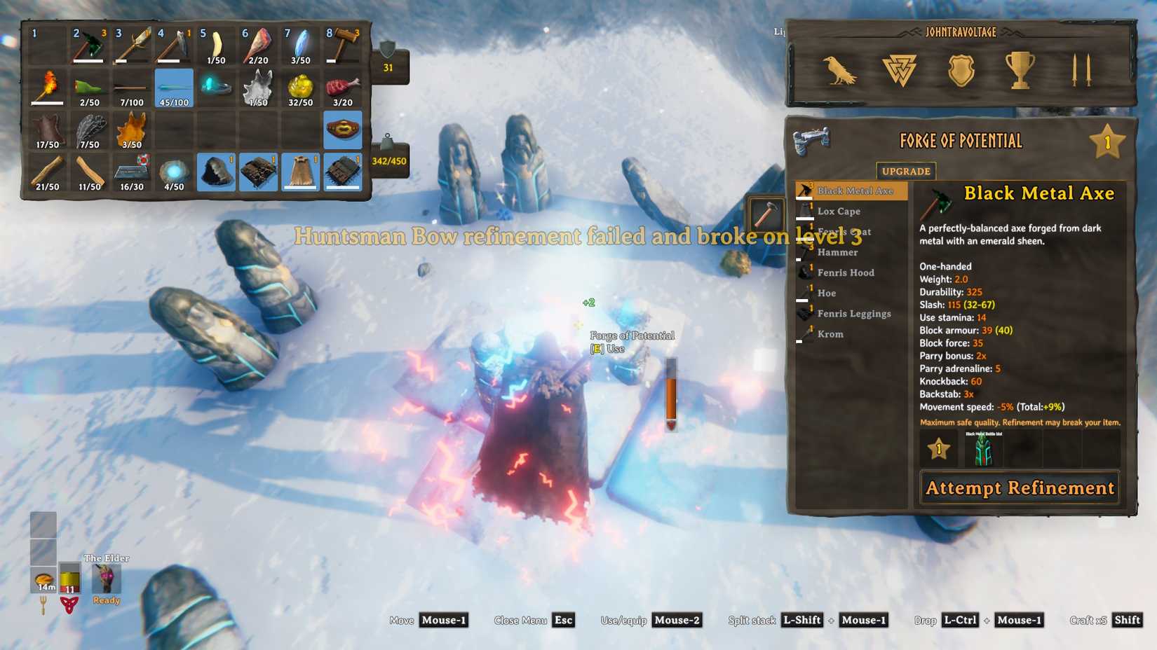 Valheim Forge of Refinement failed upgrade