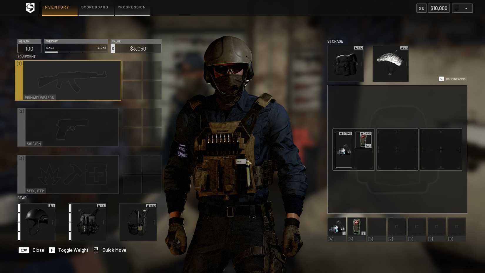 Wardogs Budget Infantry backpack and armor loadout