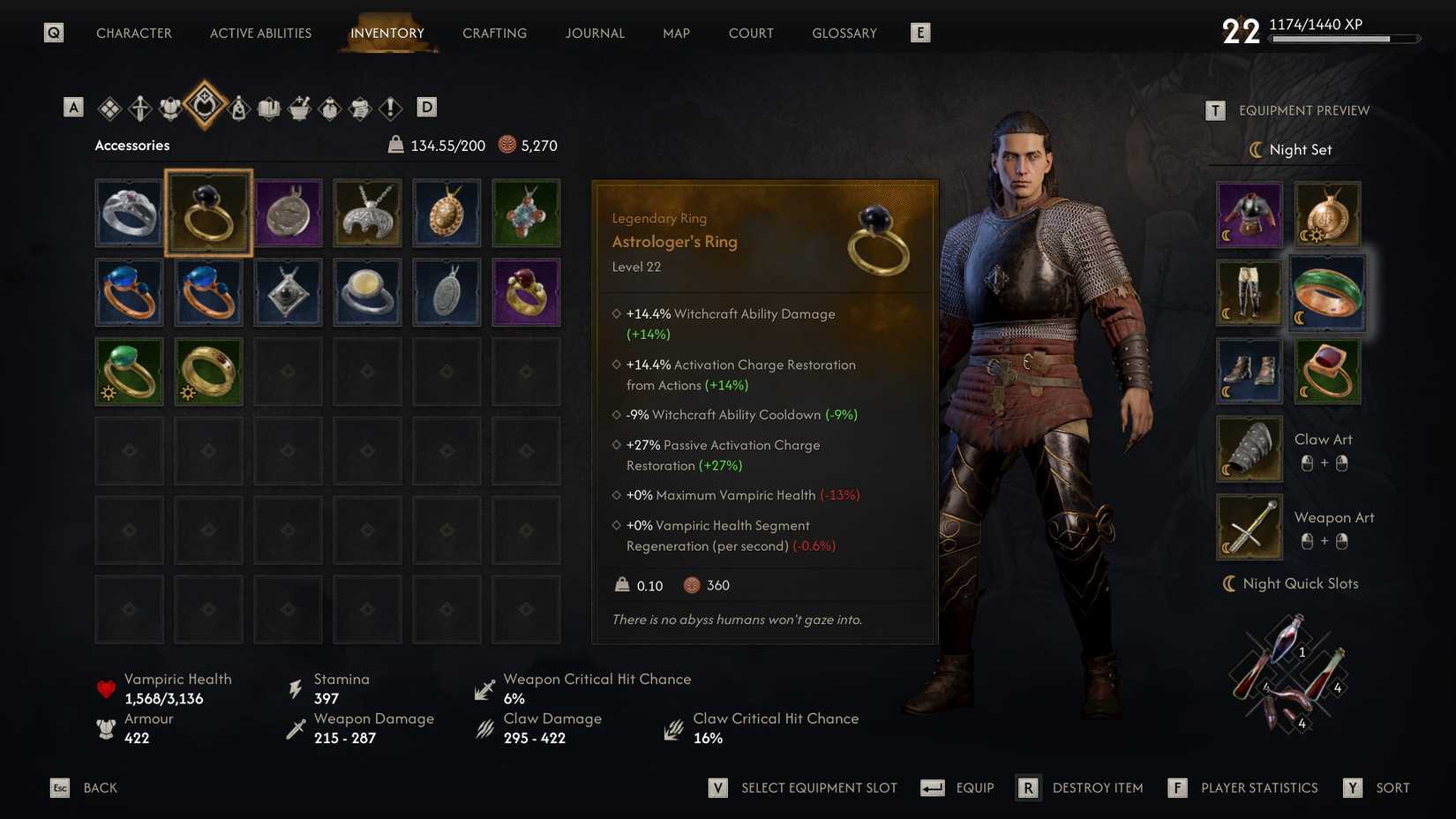 Blood of Dawnwalker Astrologer's Ring stats