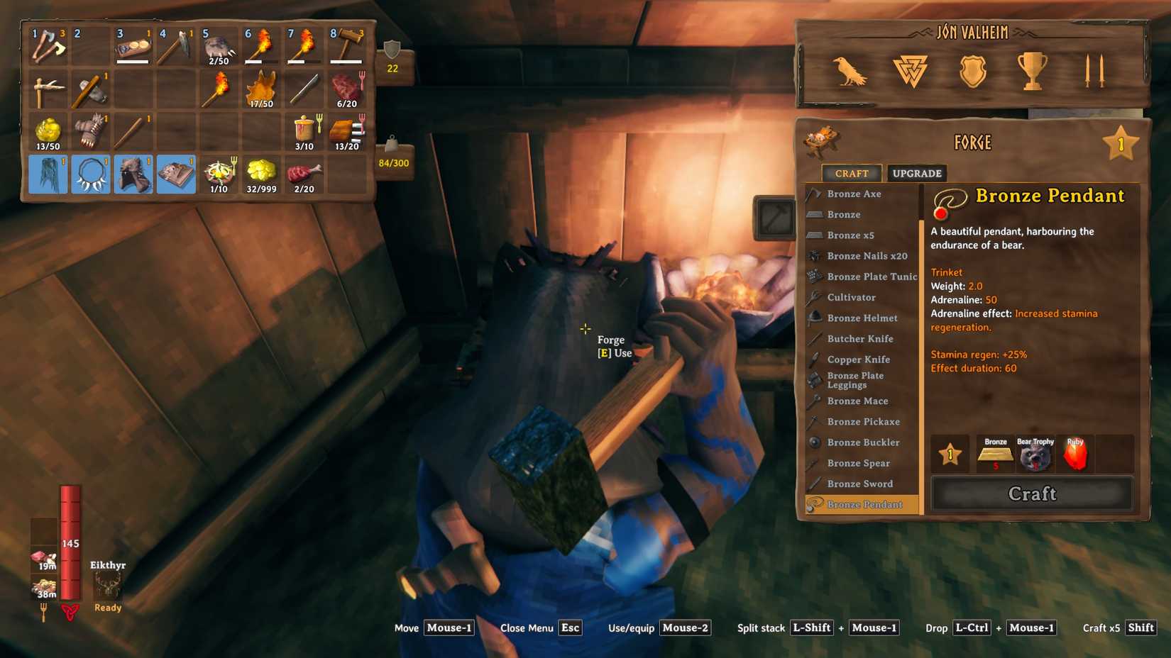 Valheim Bronze Pendant crafting