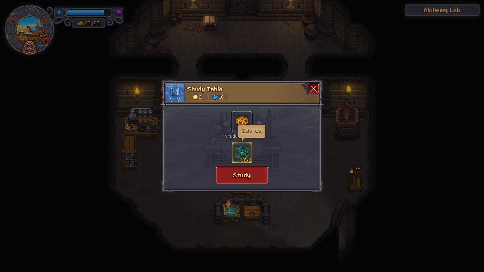 Graveyard Keeper 2 Study Table interface