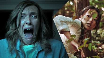 A split image of stills from Hereditary and The Wailing