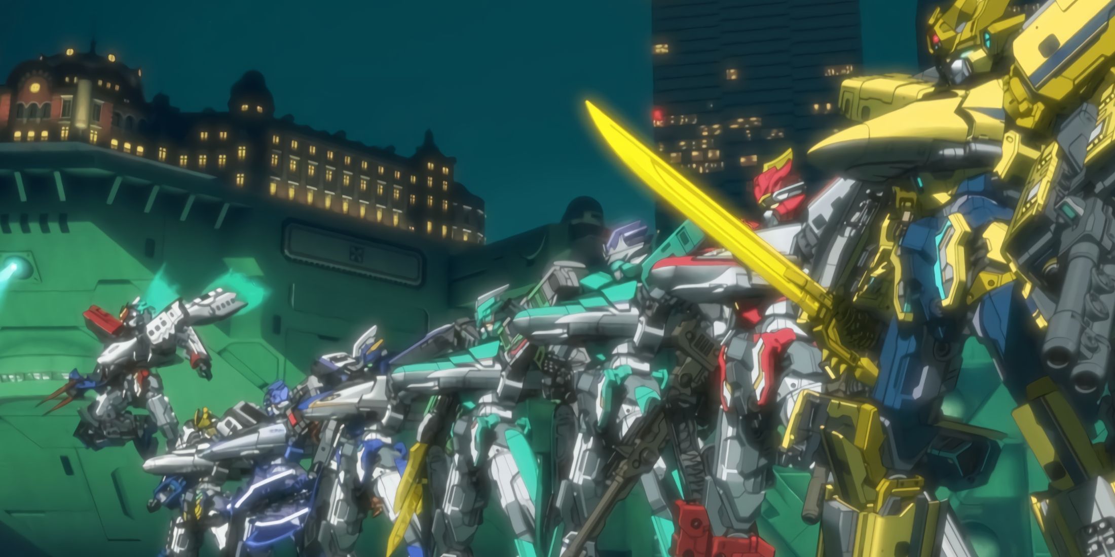 A squd of Shinkalion standing in formation