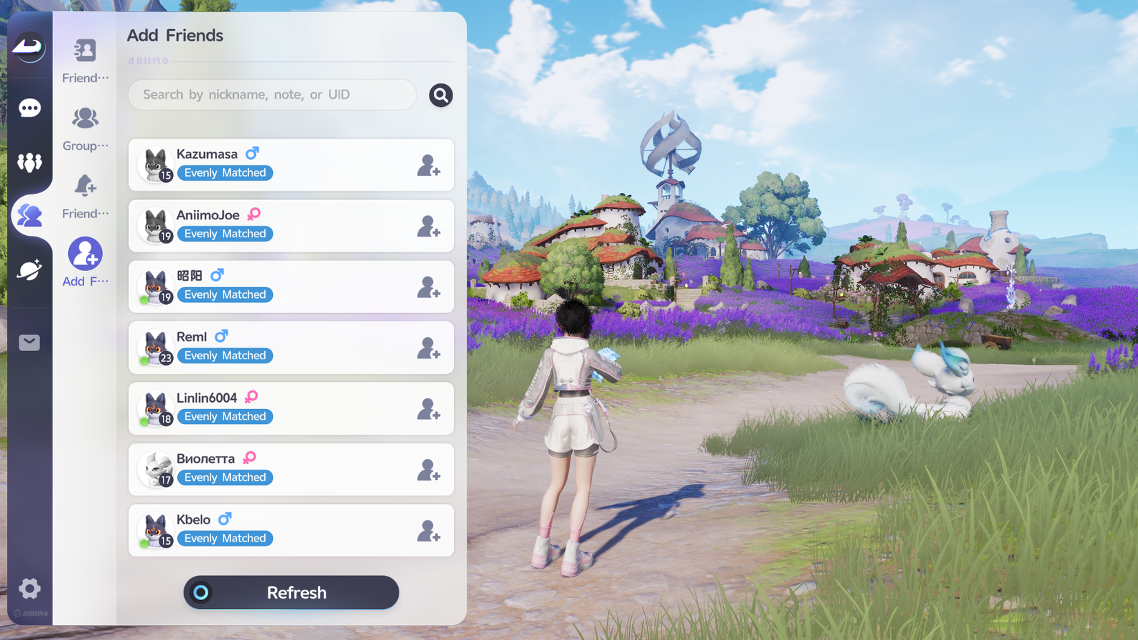 add friends menu aniimo