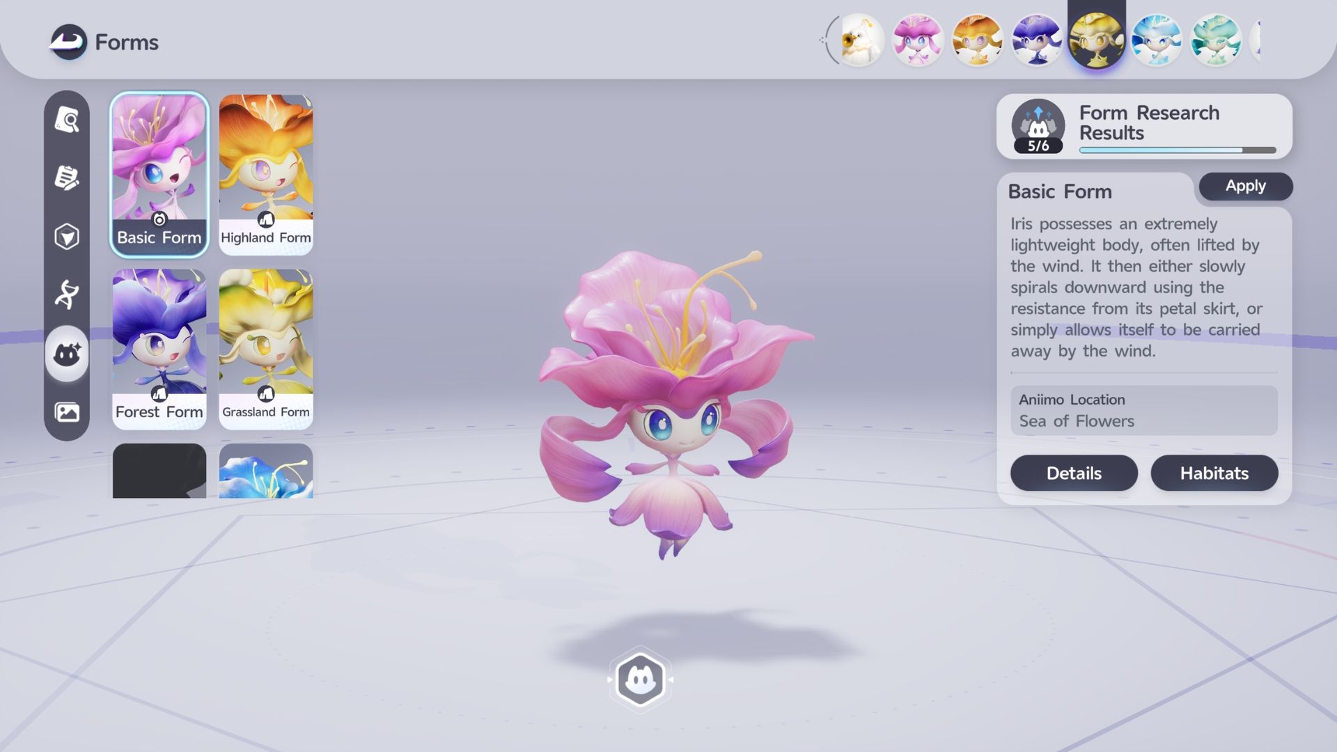all iris forms in aniimo come out floret