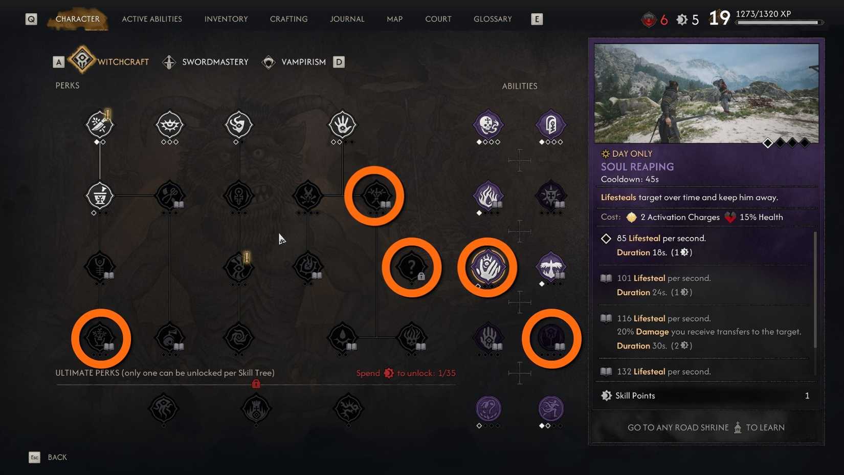 all witchcraft skills for healing blood of dawnwalker