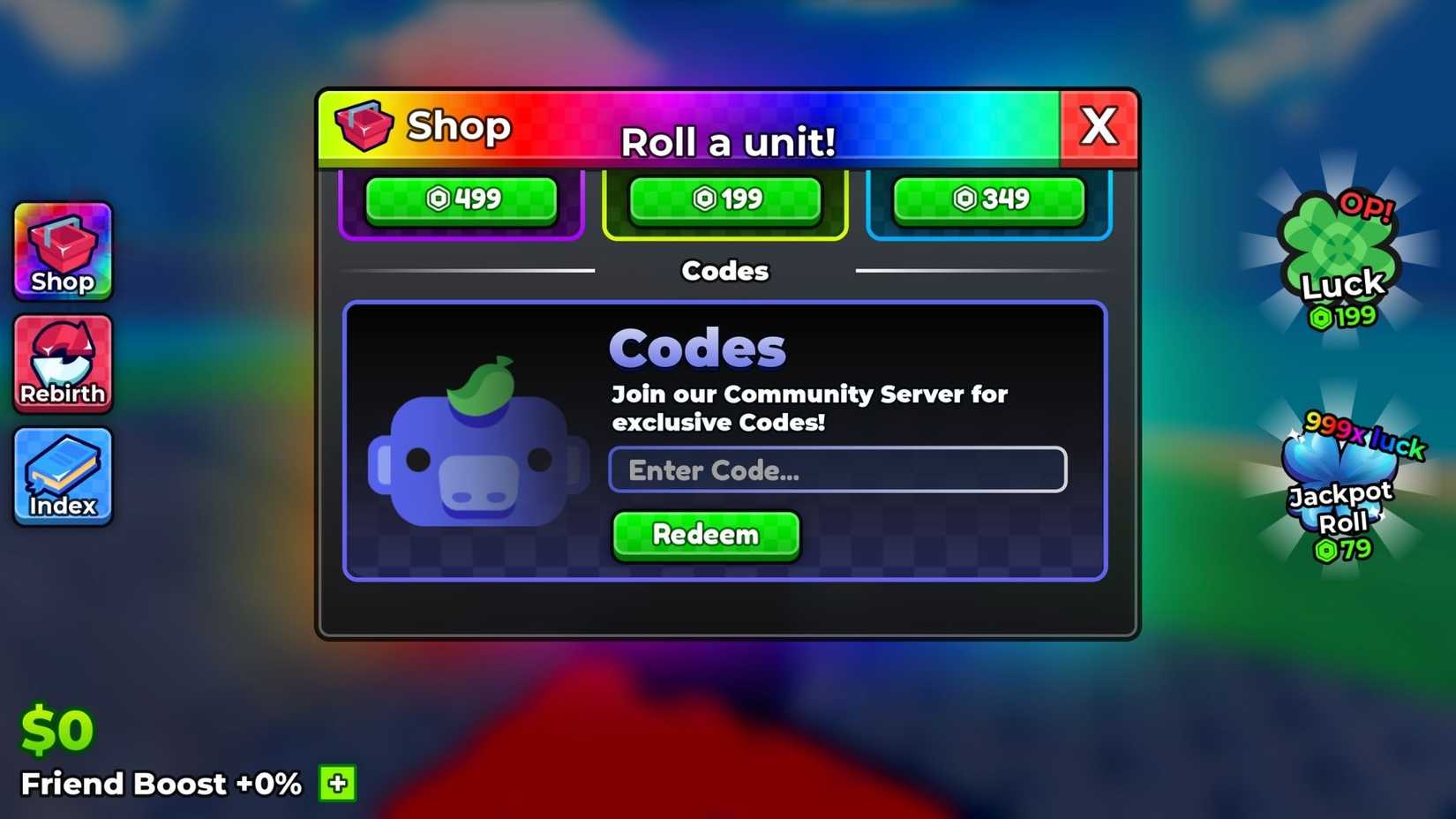 Anime Dice the codes tab