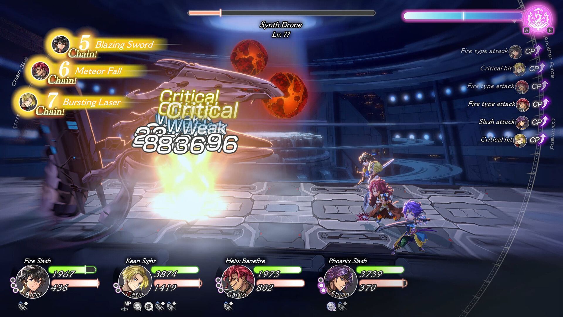 another eden begins fighting an enemy 