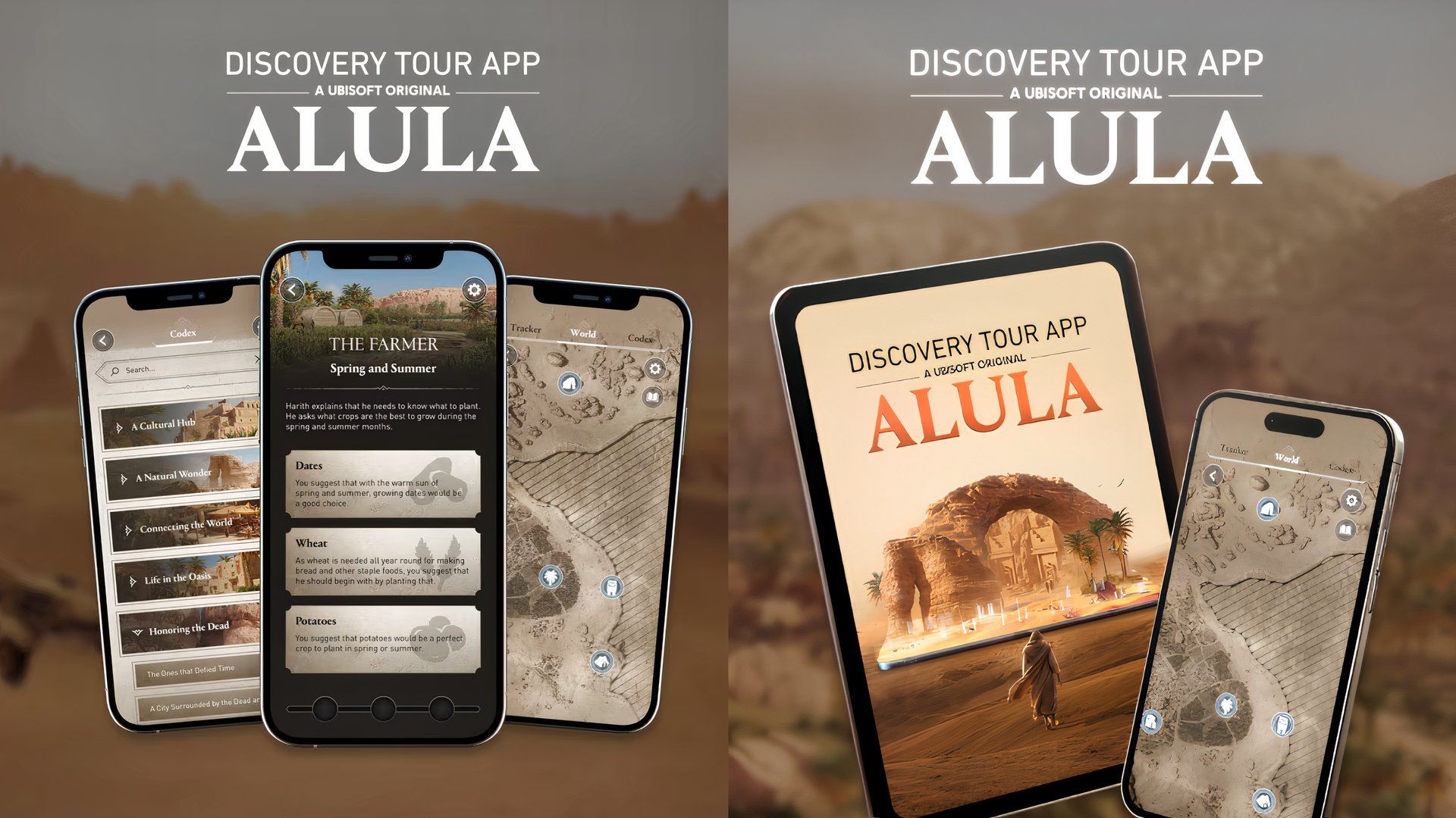 official promotional images for the ac: mirage alula app by ubisoft.