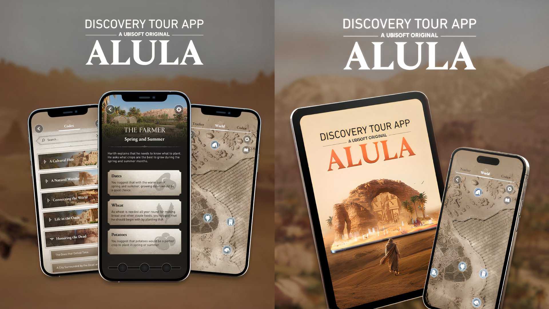 official promotional images for the ac: mirage alula app by ubisoft.