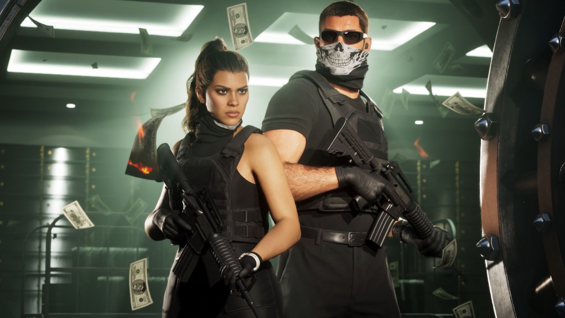 Jason and Lucia robbing a bank