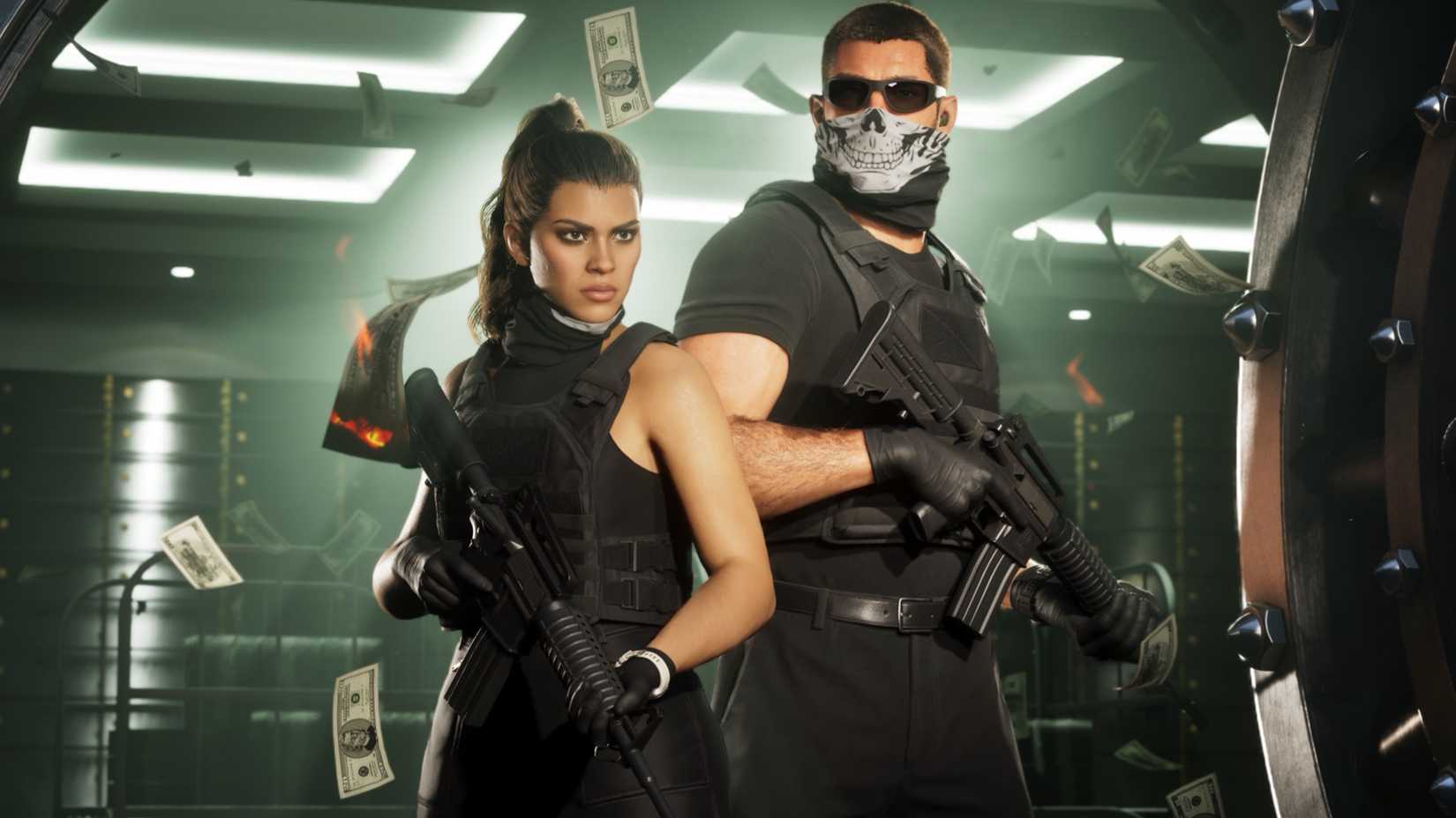Jason and Lucia robbing a bank