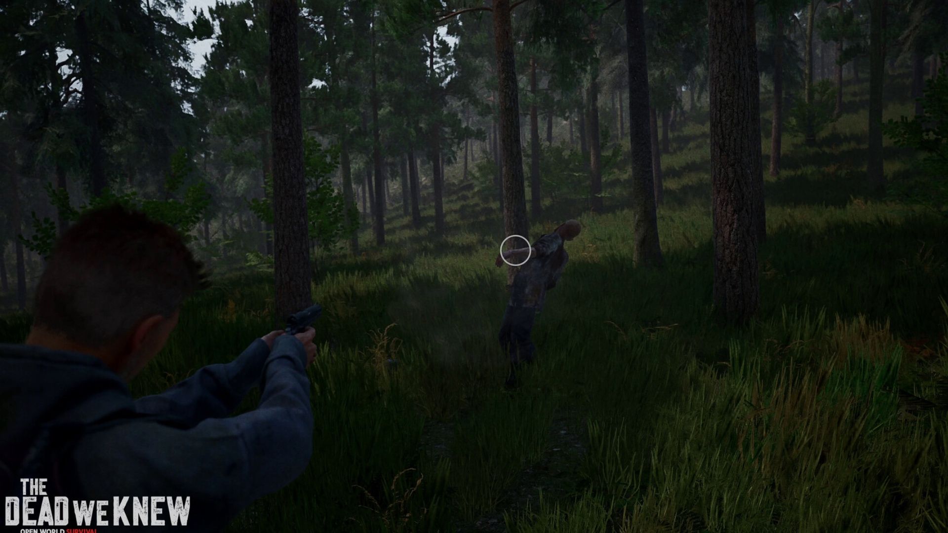 Aiming at a zombie in the woods