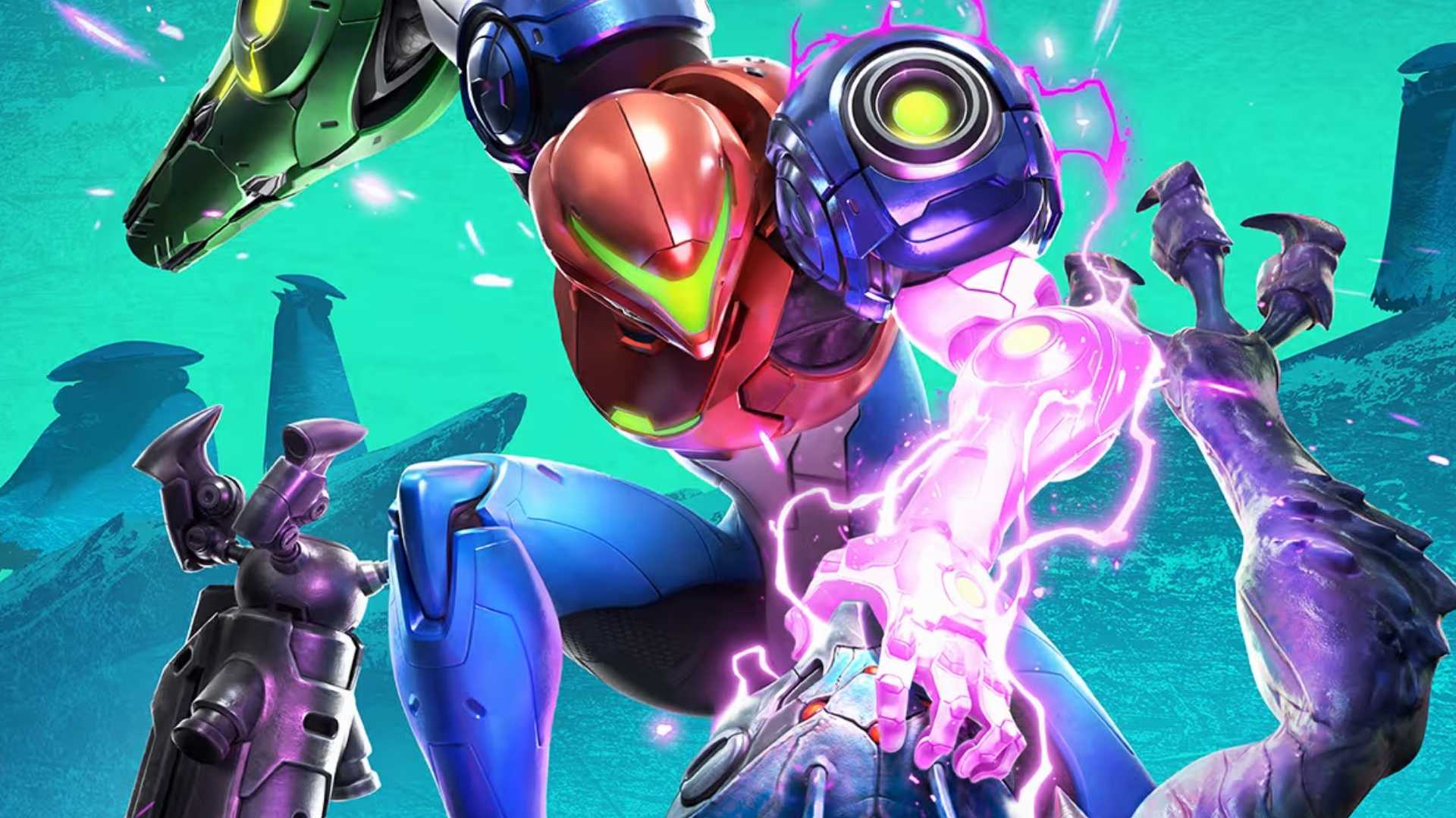 Samus fighting enemy