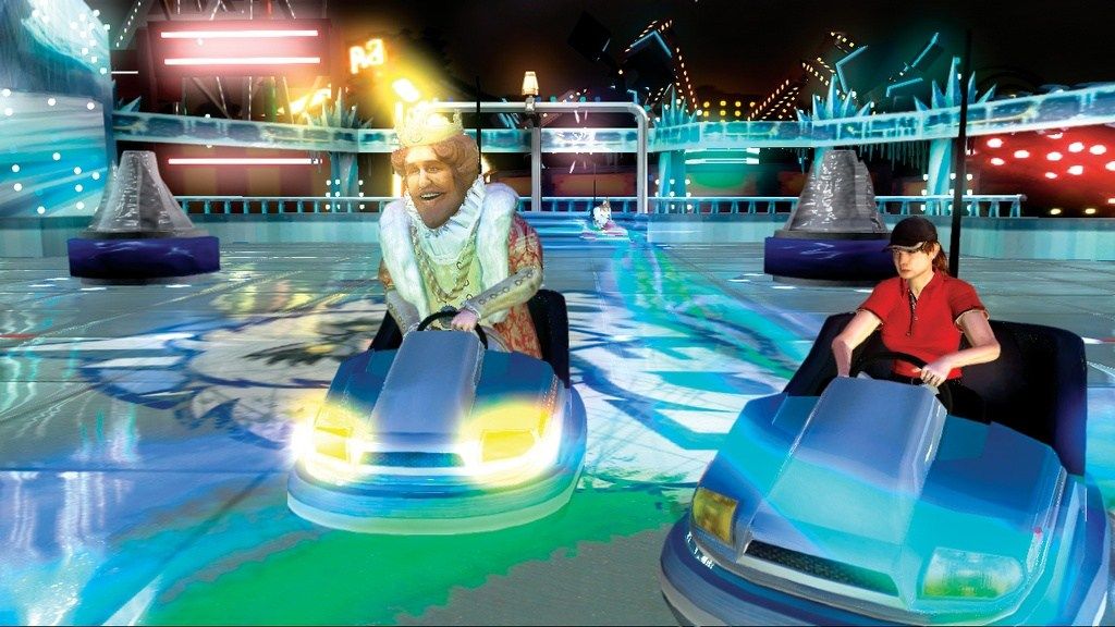 Big Bumpin The King and BK employee in Bumper Cars