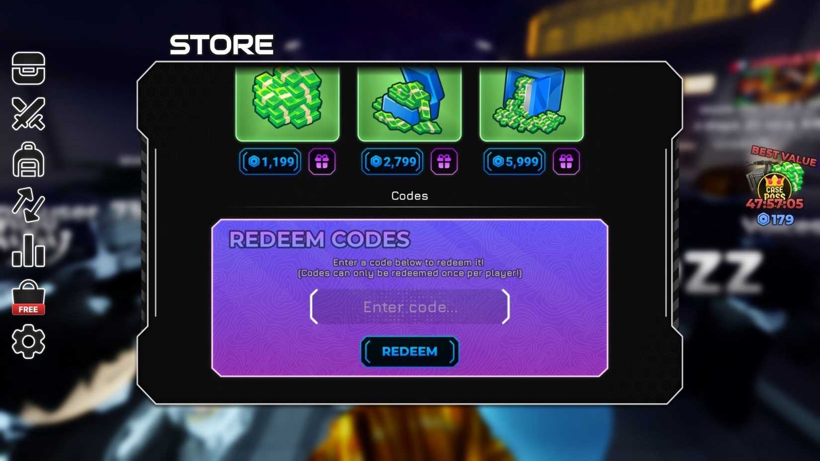 Case World the codes tab