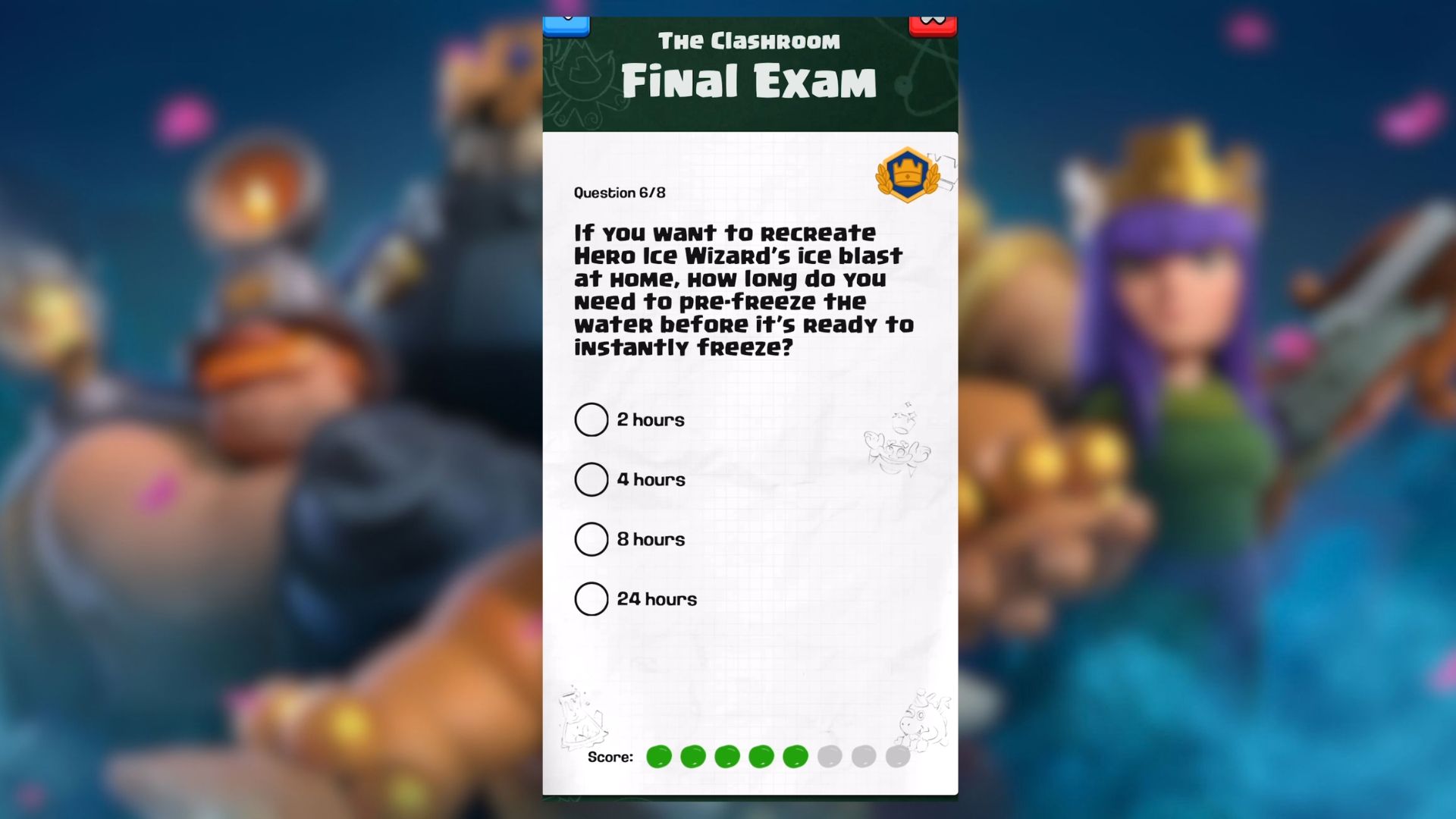 clashroom test final exam clash royale