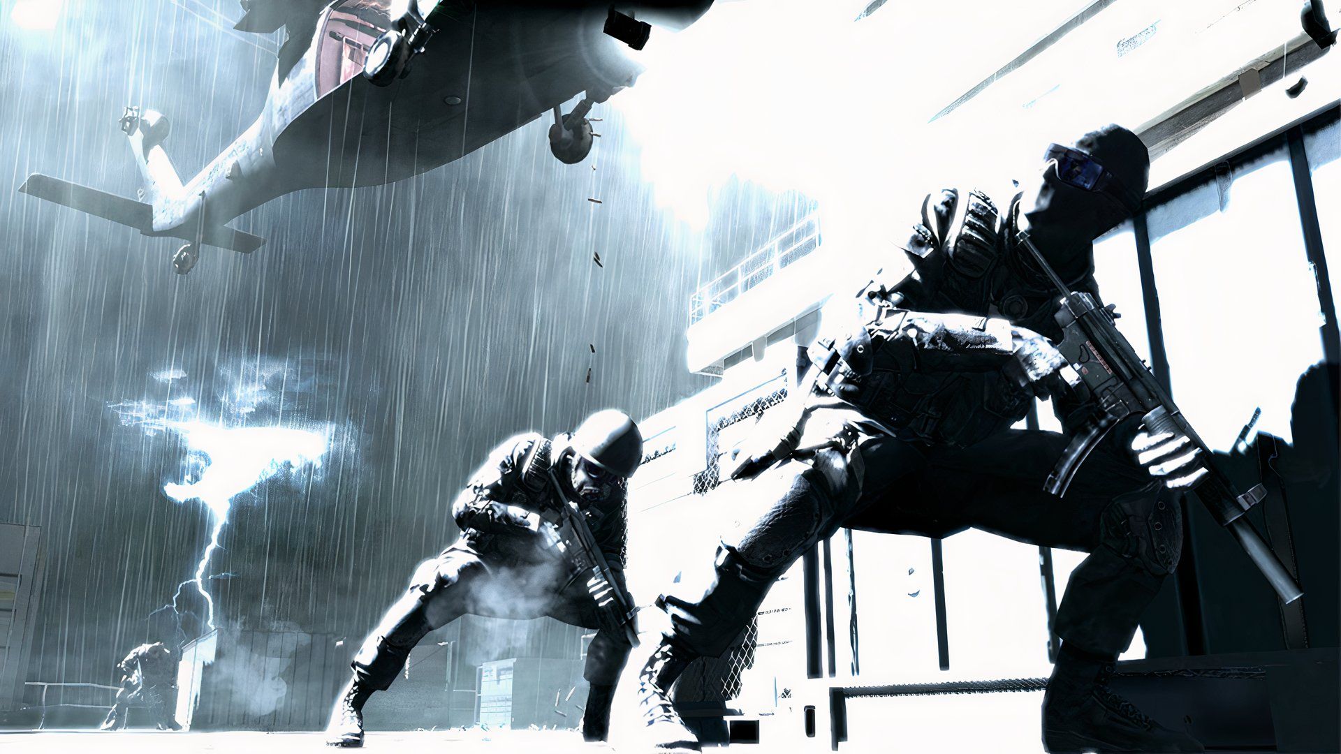 cod 4 modern warfare campaign soldiers landing from helicopter