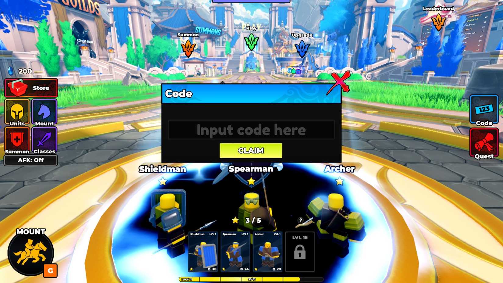 Command An Army the codes tab