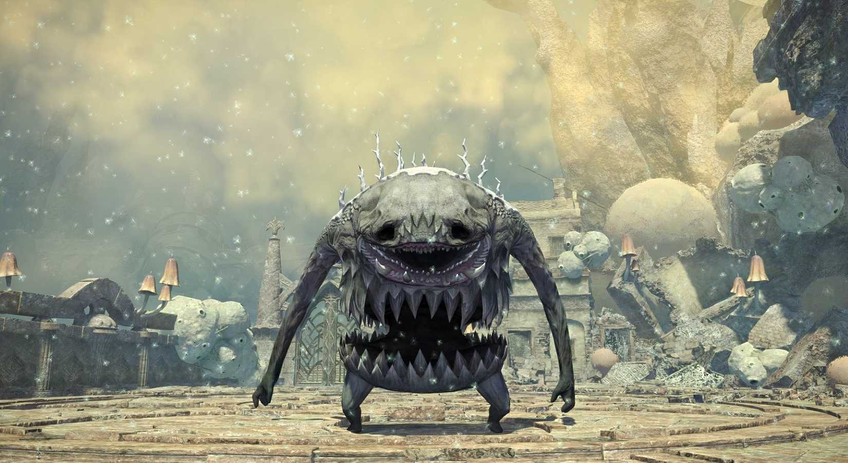 Wide mouth dungeon boss in dusty ruins