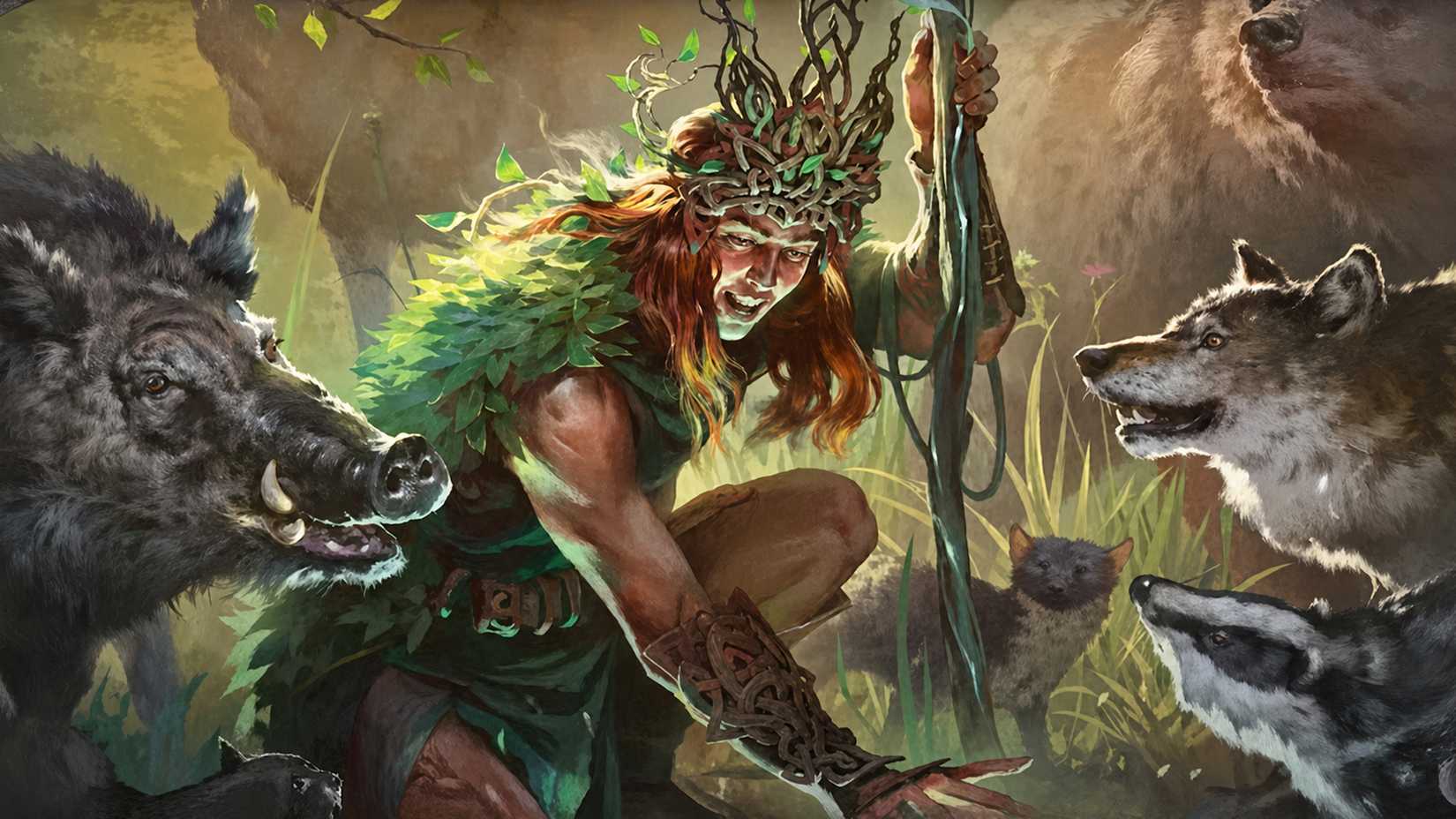 Dungeons and Dragons Druid surrounded by animals