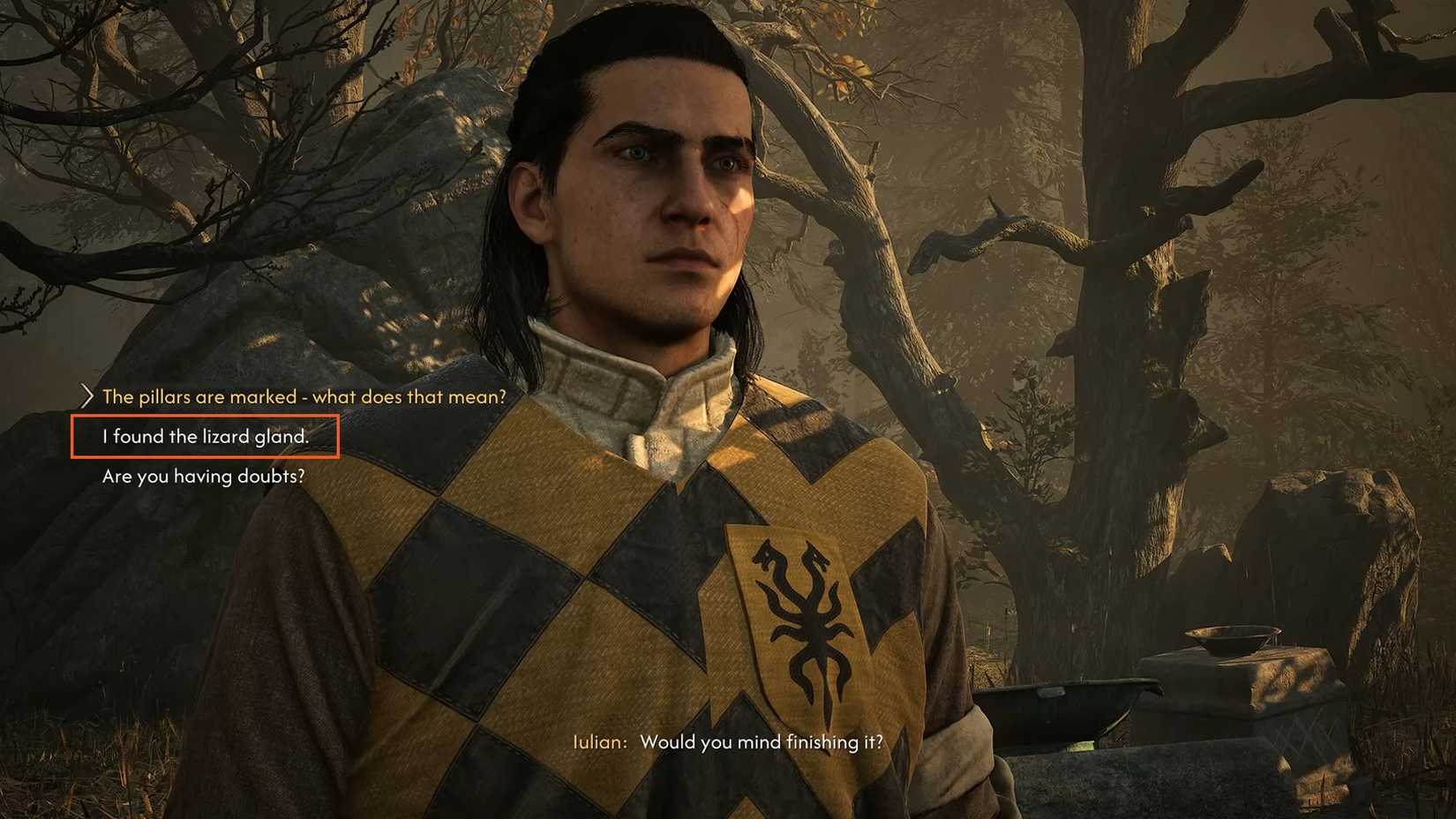 extra dialogue option with Iulian in The Blood of Dawnwalker