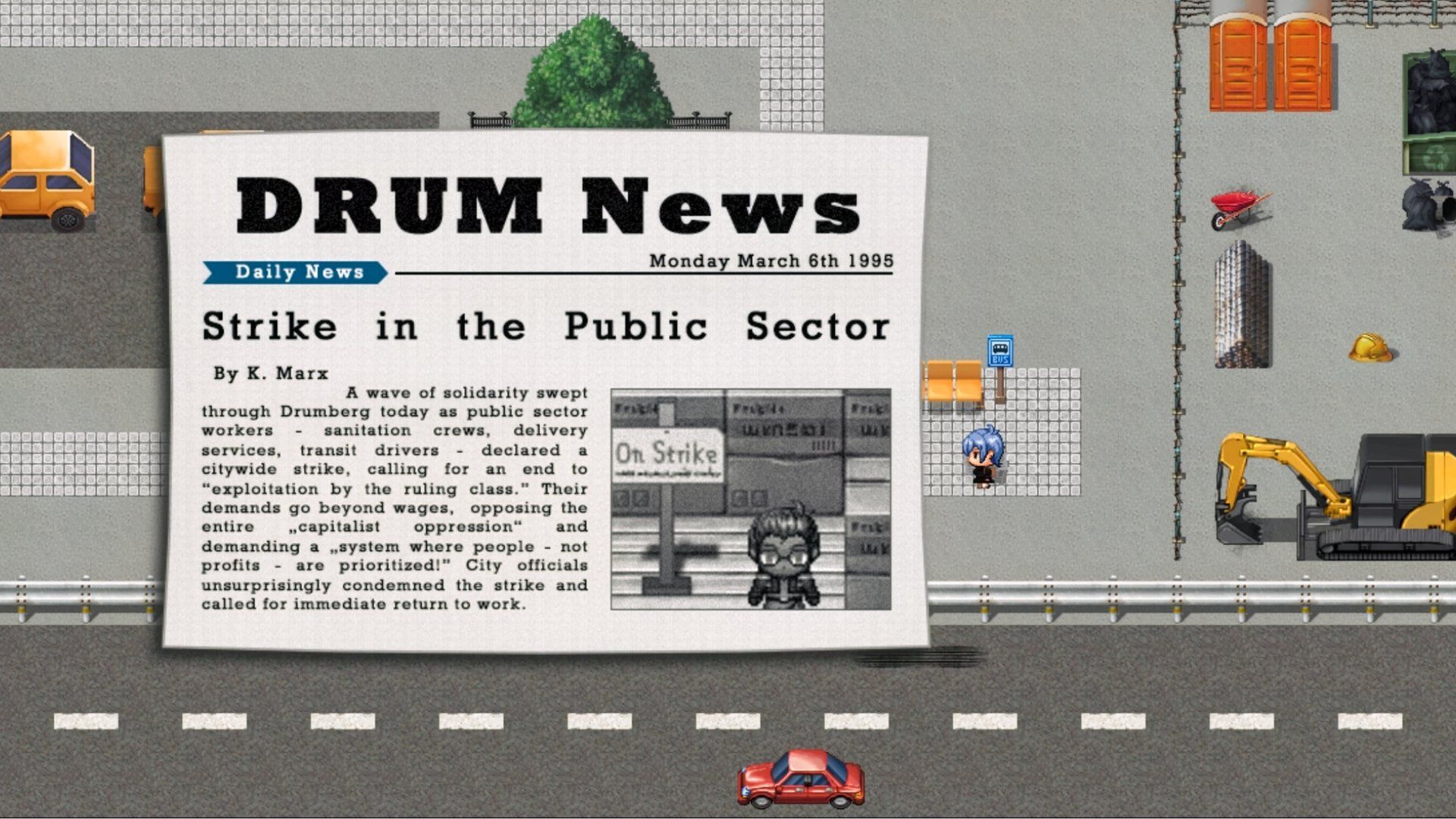 the in-game newspaper in facing the rain.