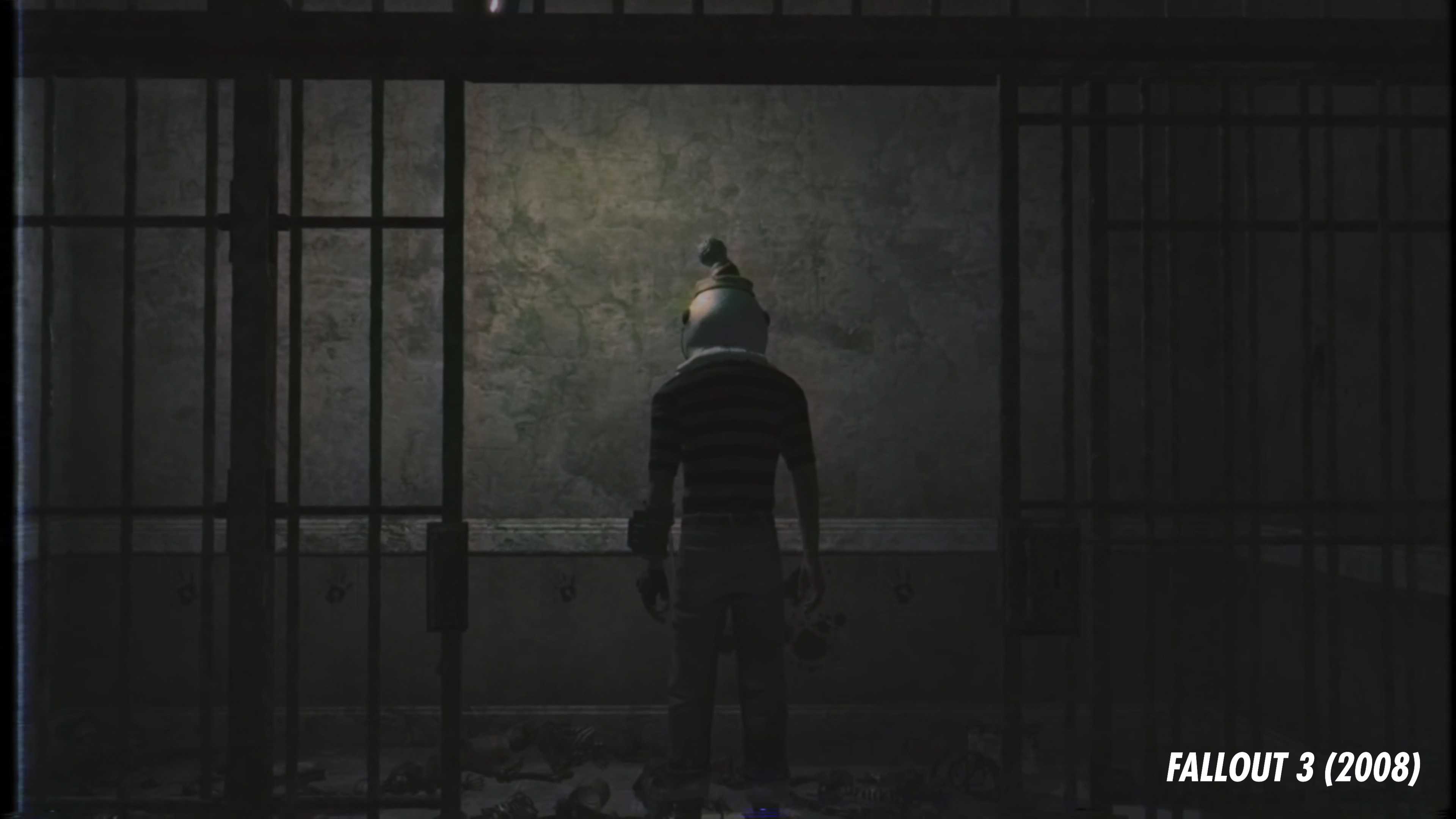 Pine-Sized Slasher standing in a jail cell