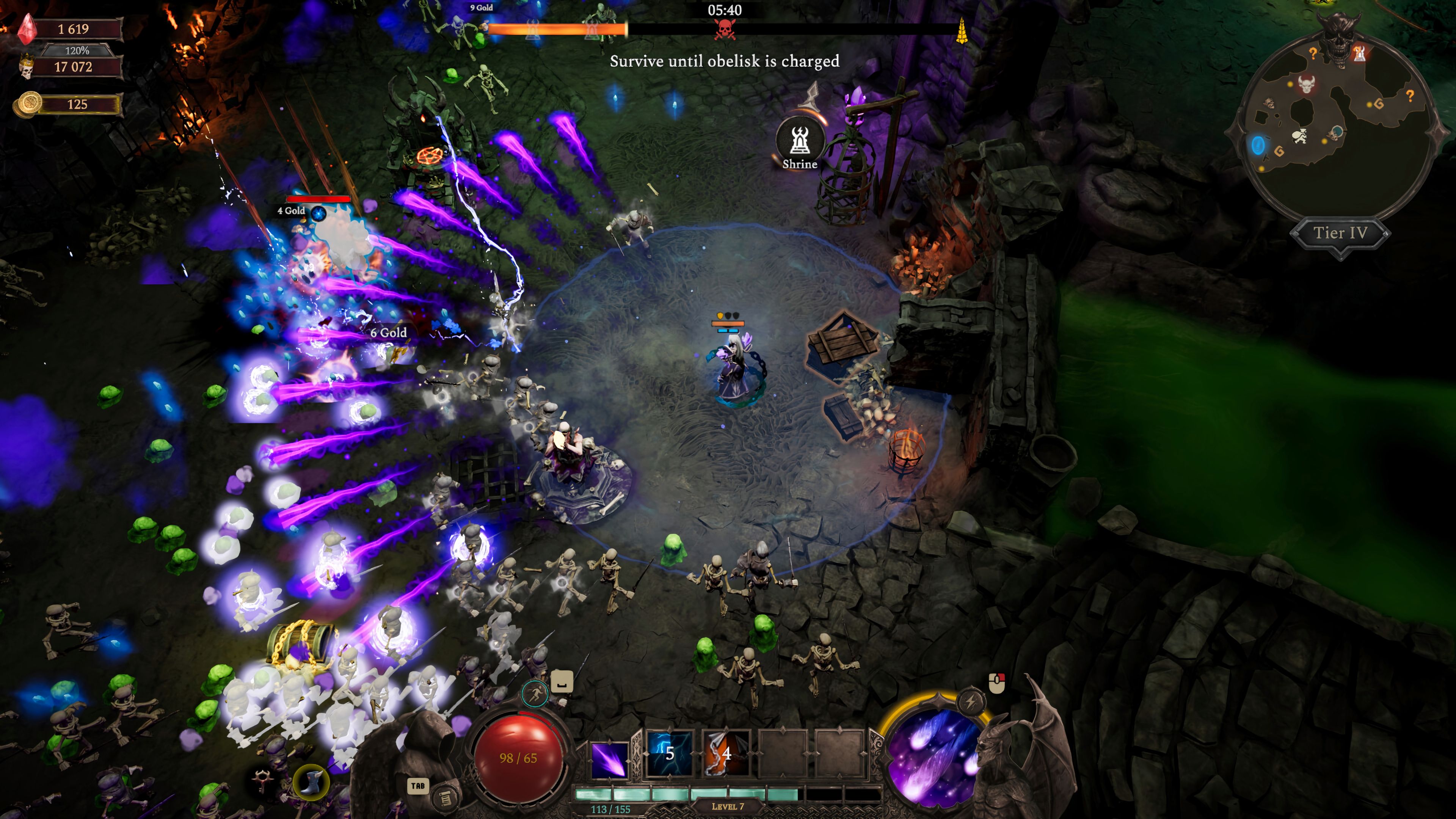 Fighting enemies as the Mage Hero in Hellforged