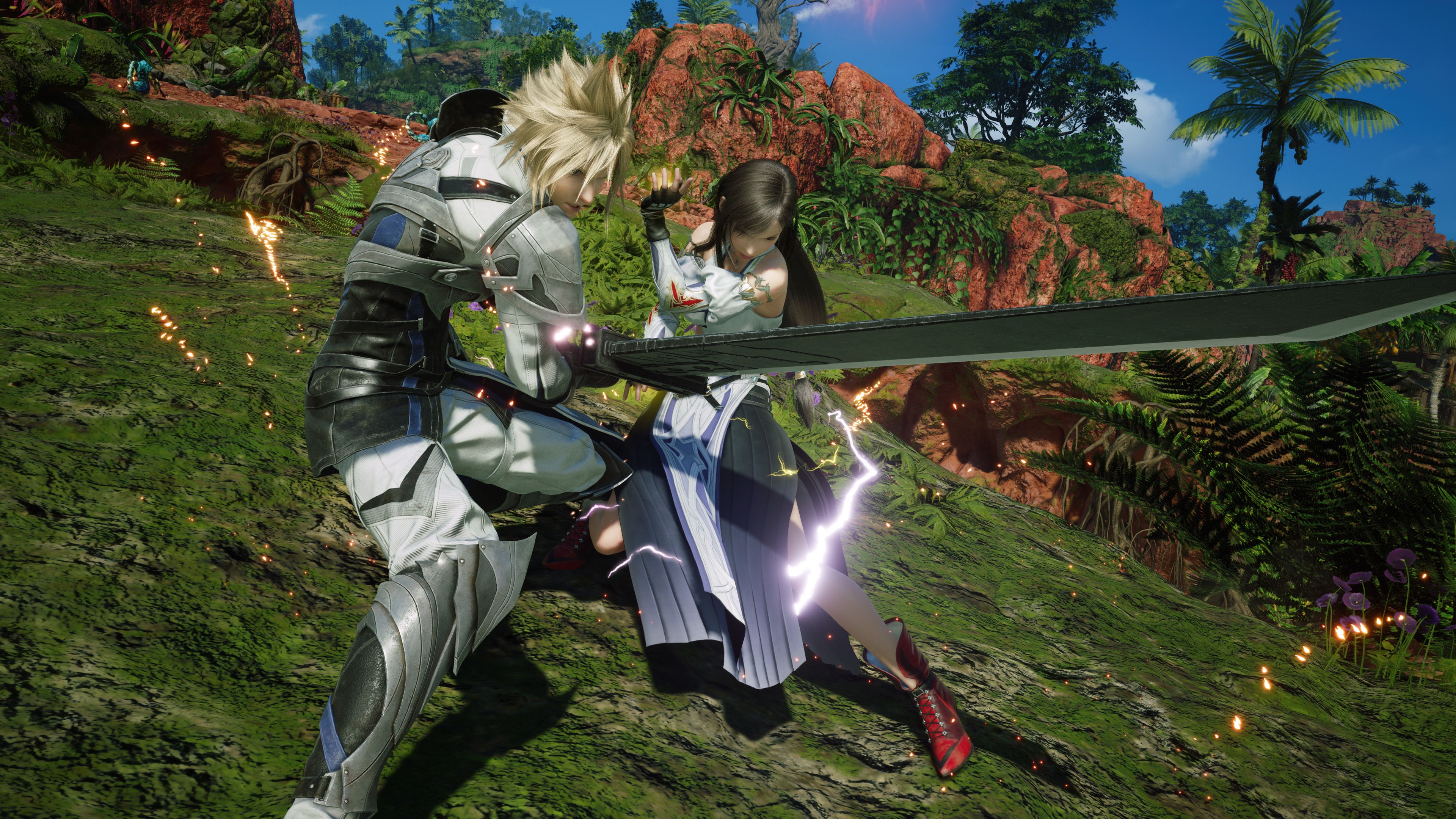Cloud and Tifa in combat