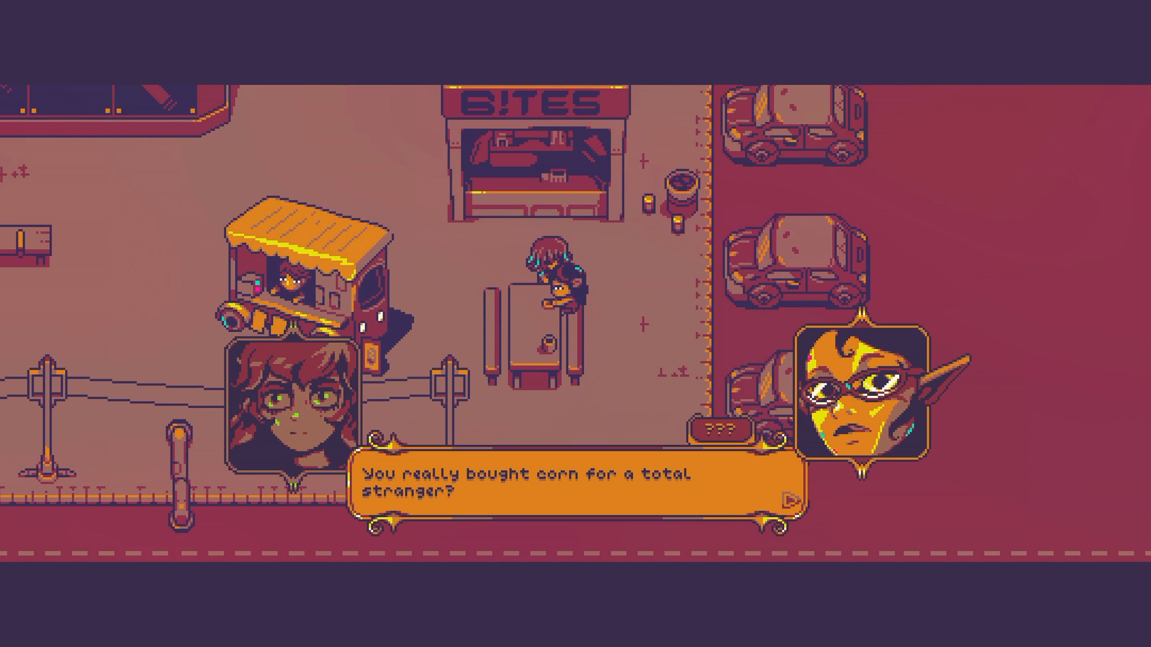 Fiona gifting corn to a stranger in Neverway