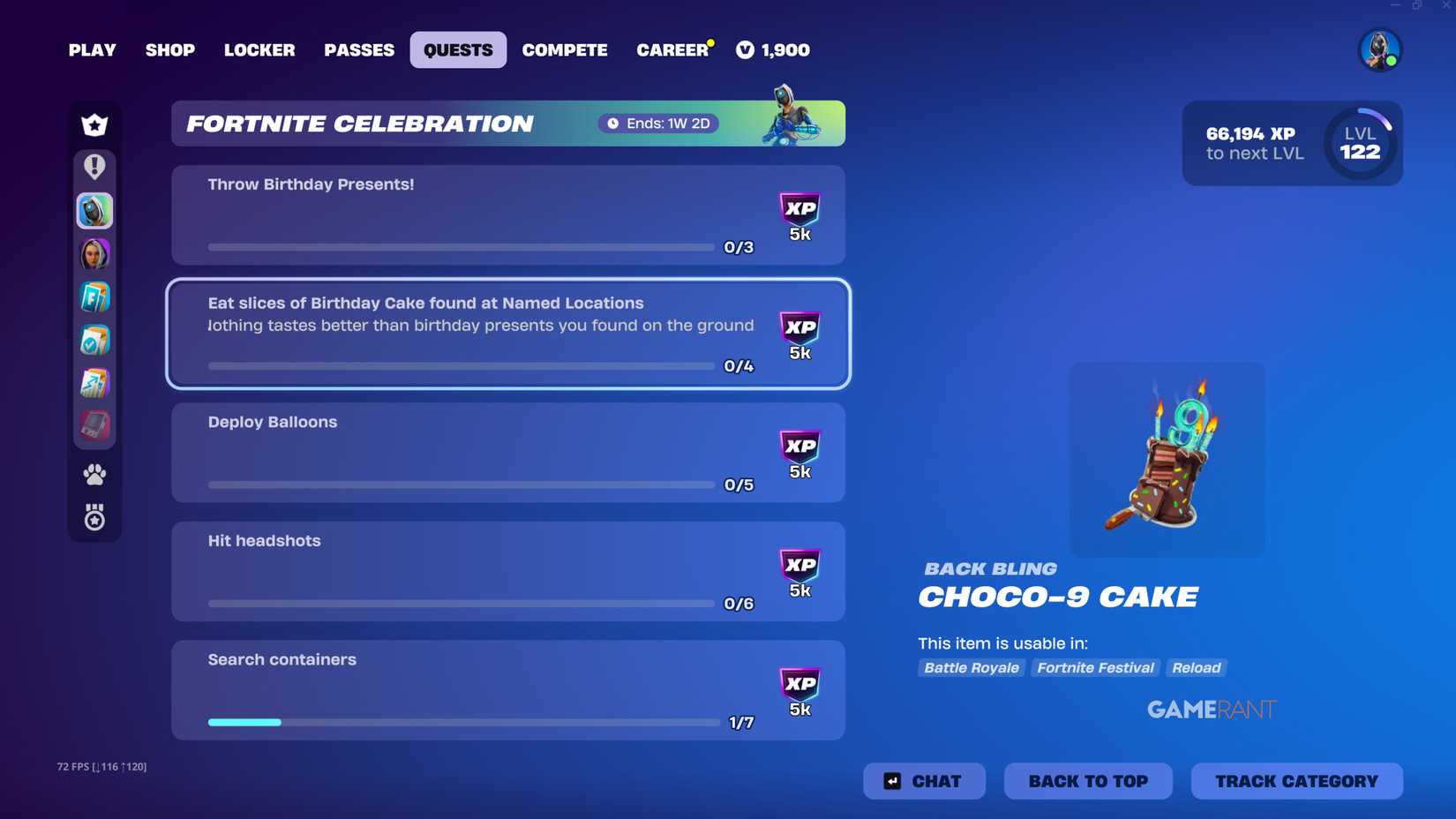 Fortnite Celebration Quests