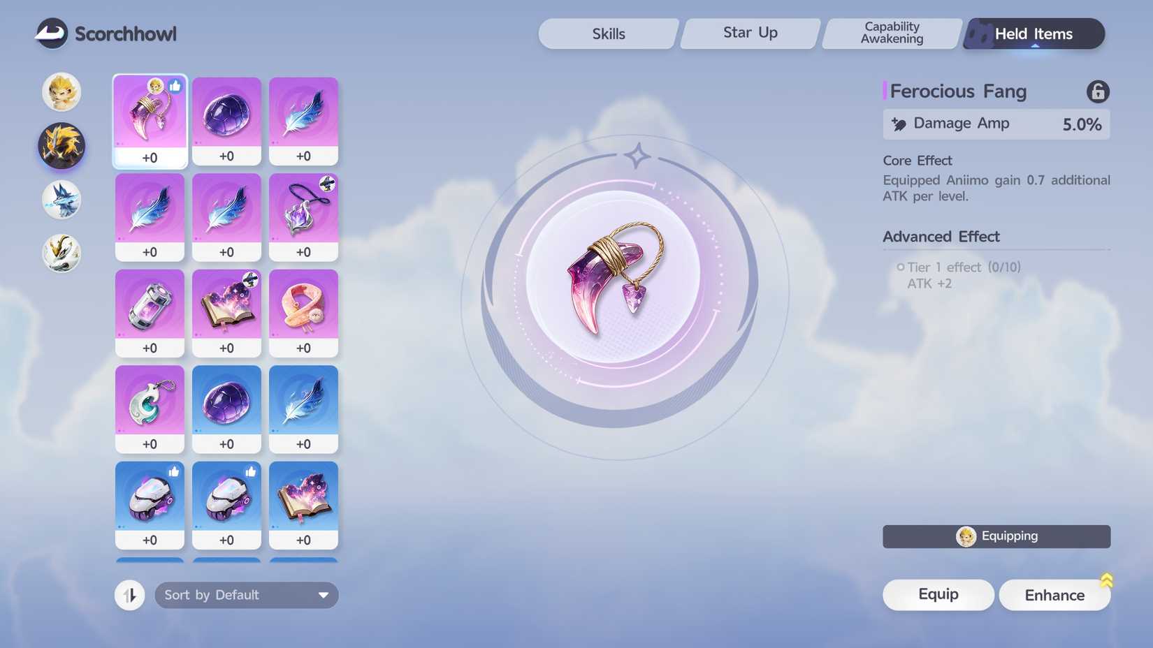Held Items in Aniimo