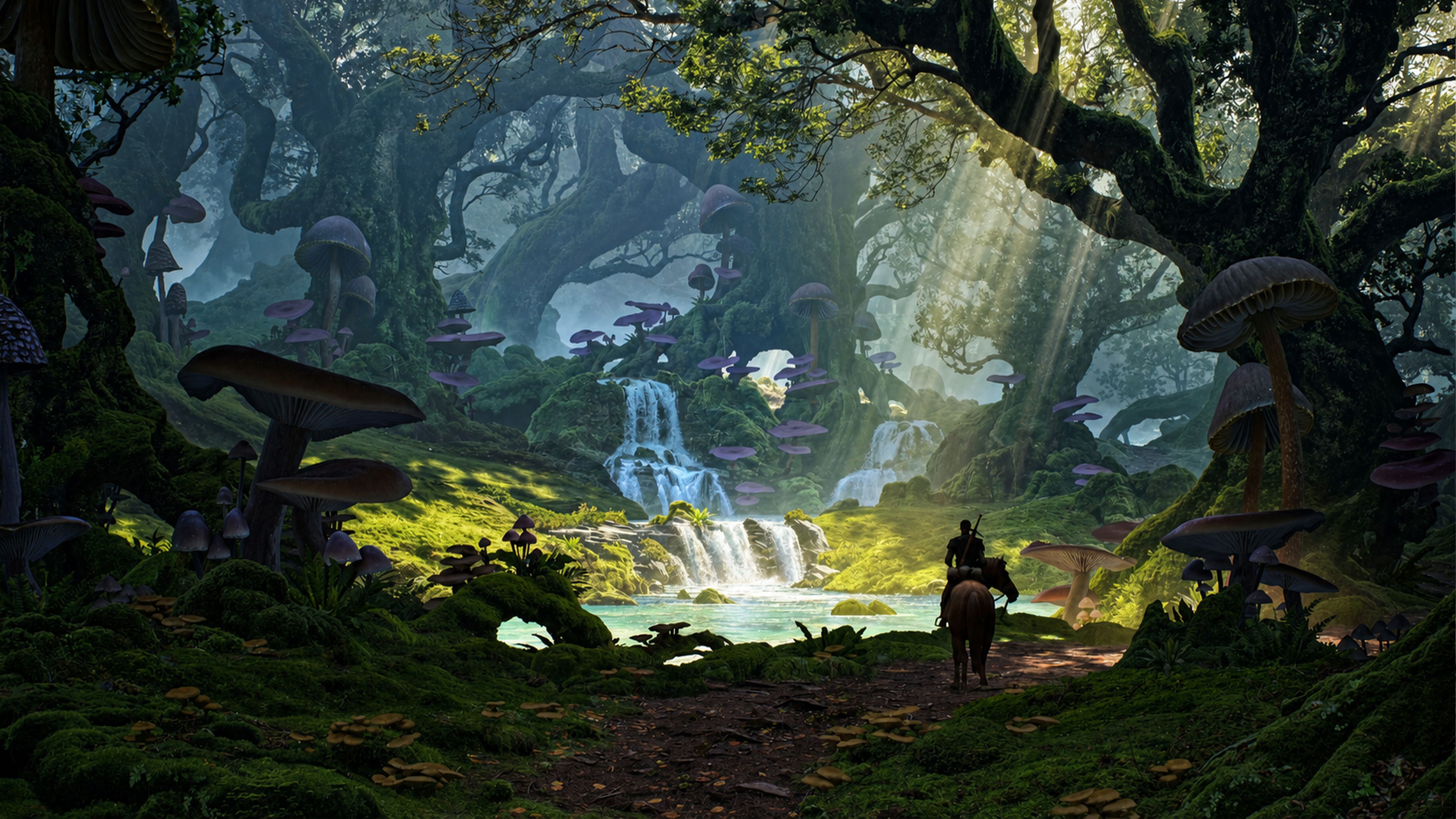 Hero entering a forest on horseback in Fable