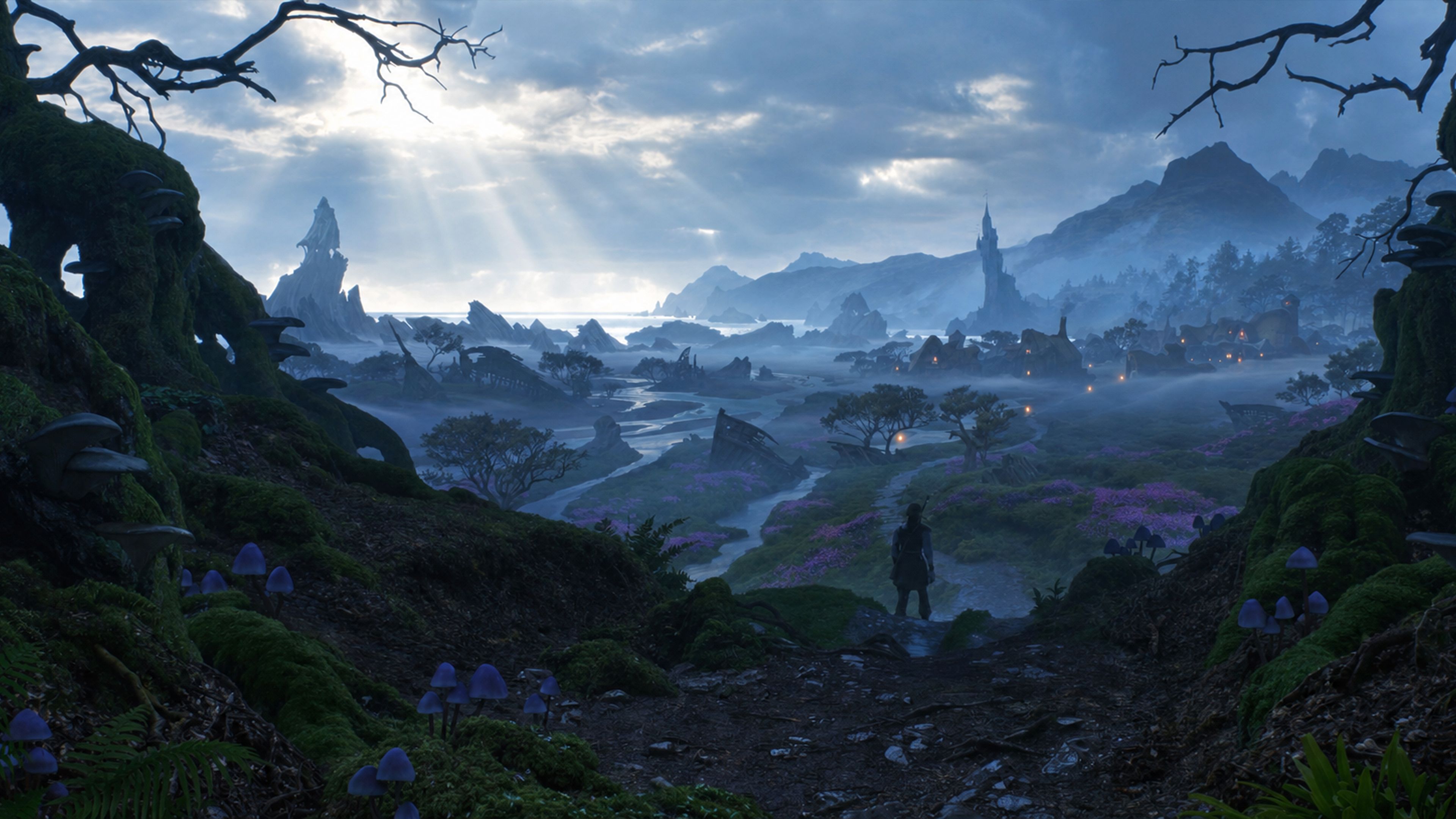 Hero stepping out into a dark open world in Fable