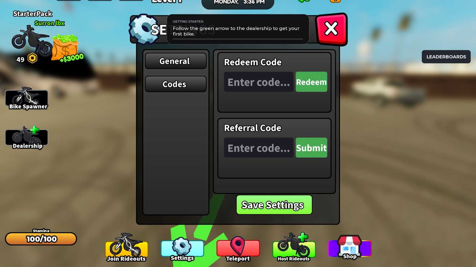 Host A Rideout Codes