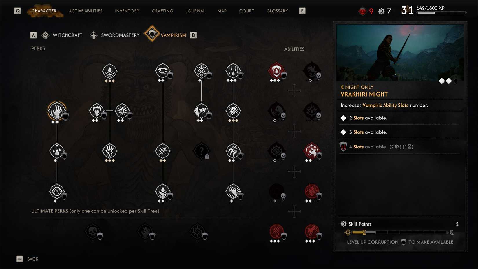how to increase vampirism ability slot in the blood of dawnwalker