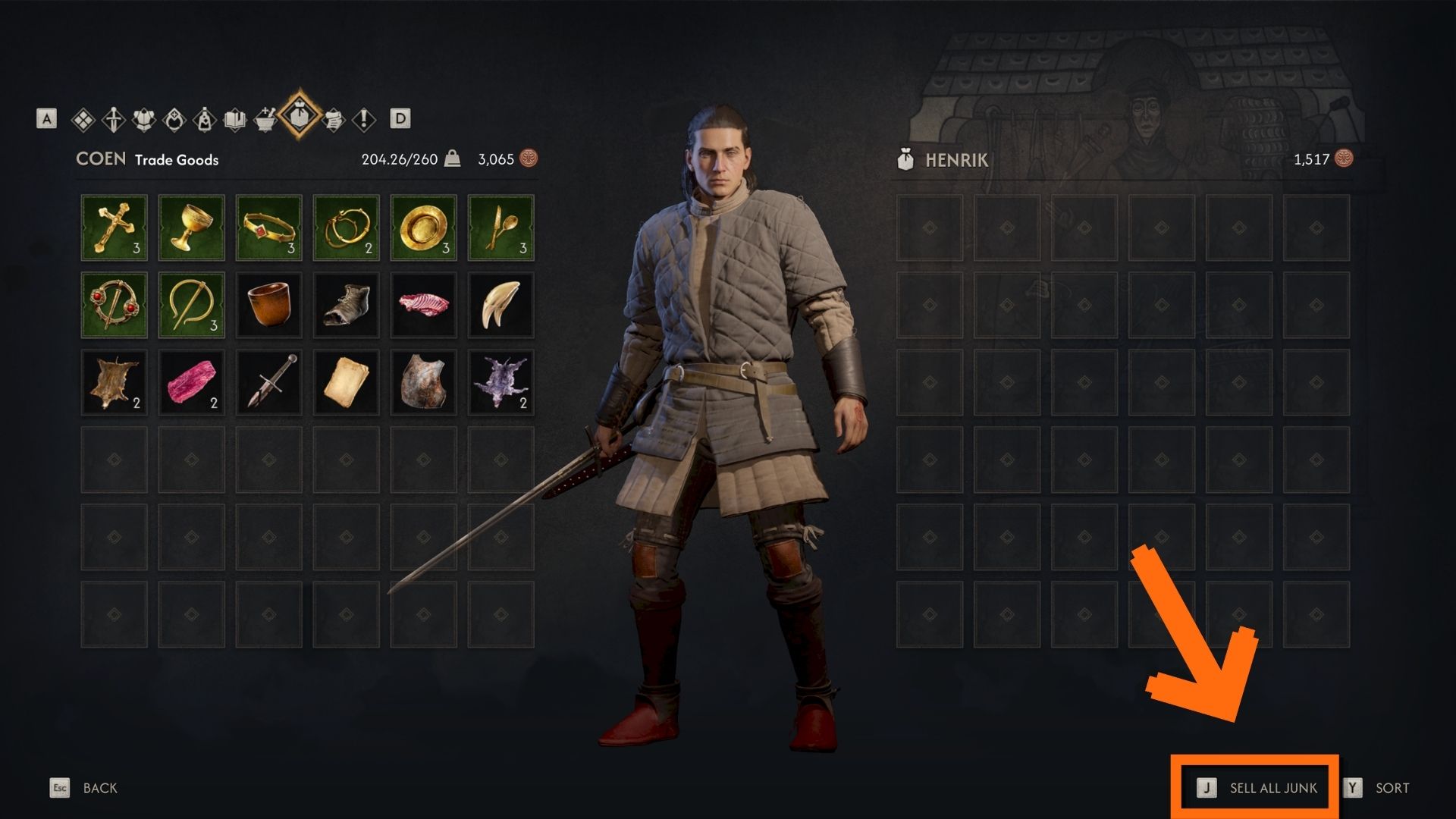 how to sell junk items in the blood of dawnwalker