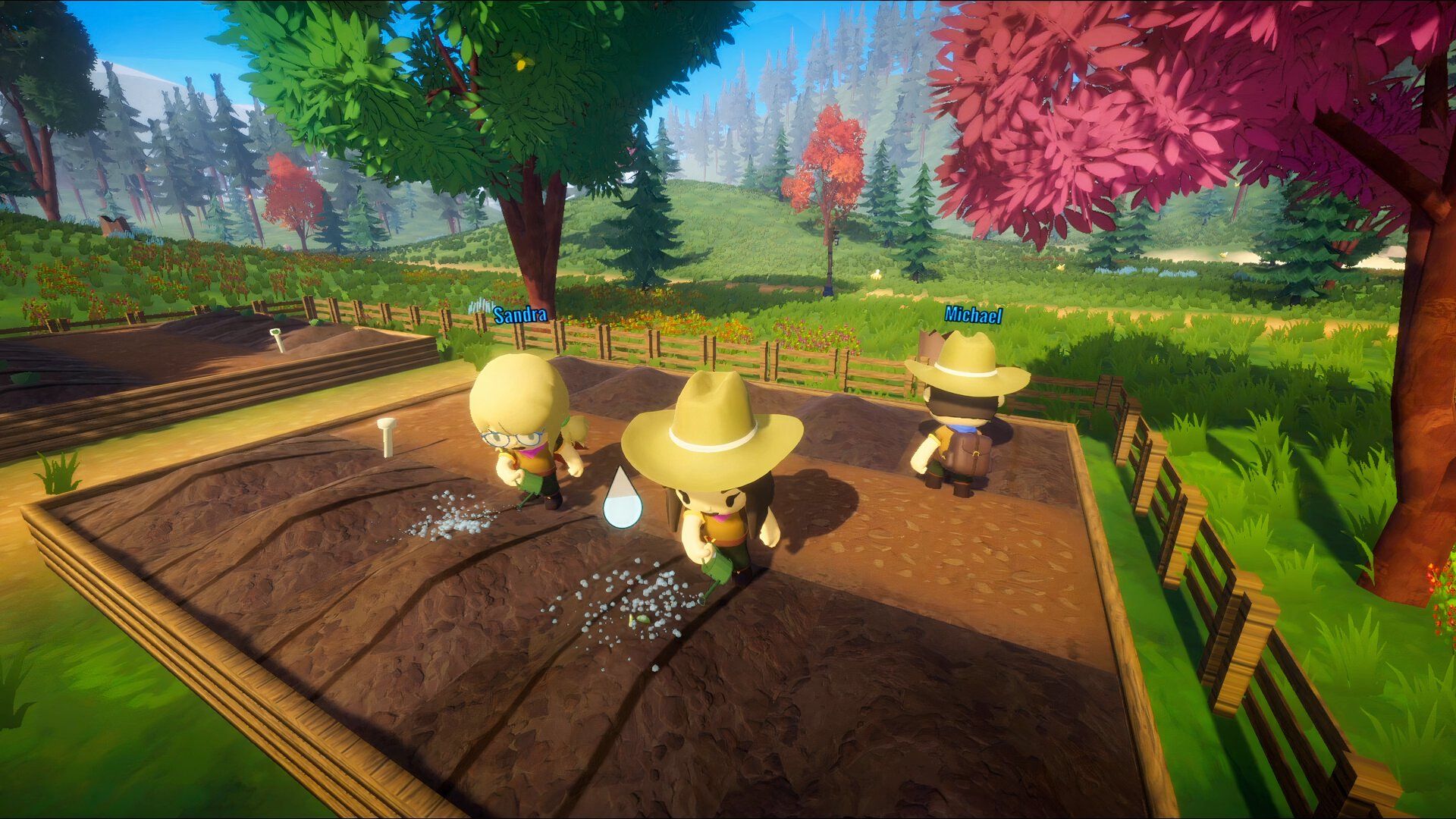 huglings players attending to their shared farm in huglings.