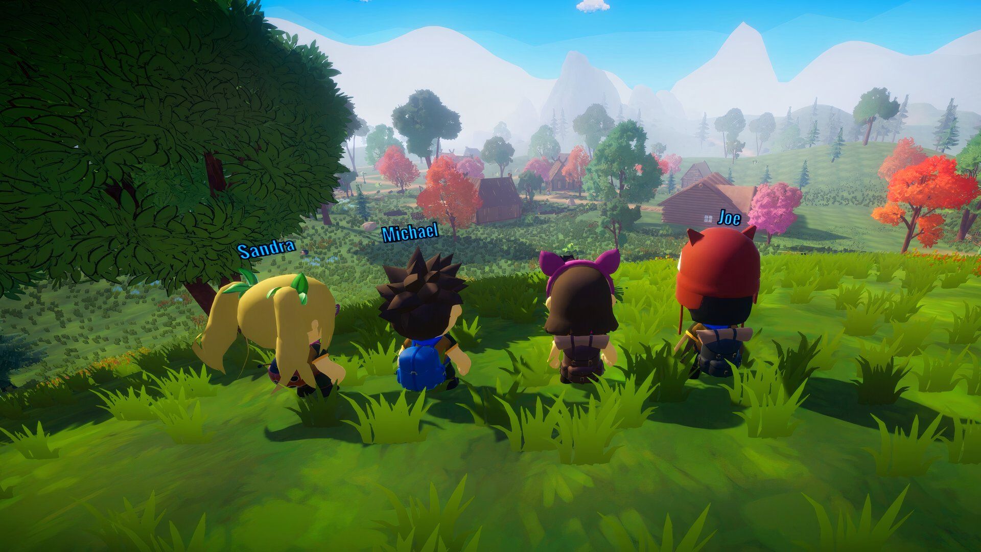 four players in huglings facing away from the camera.