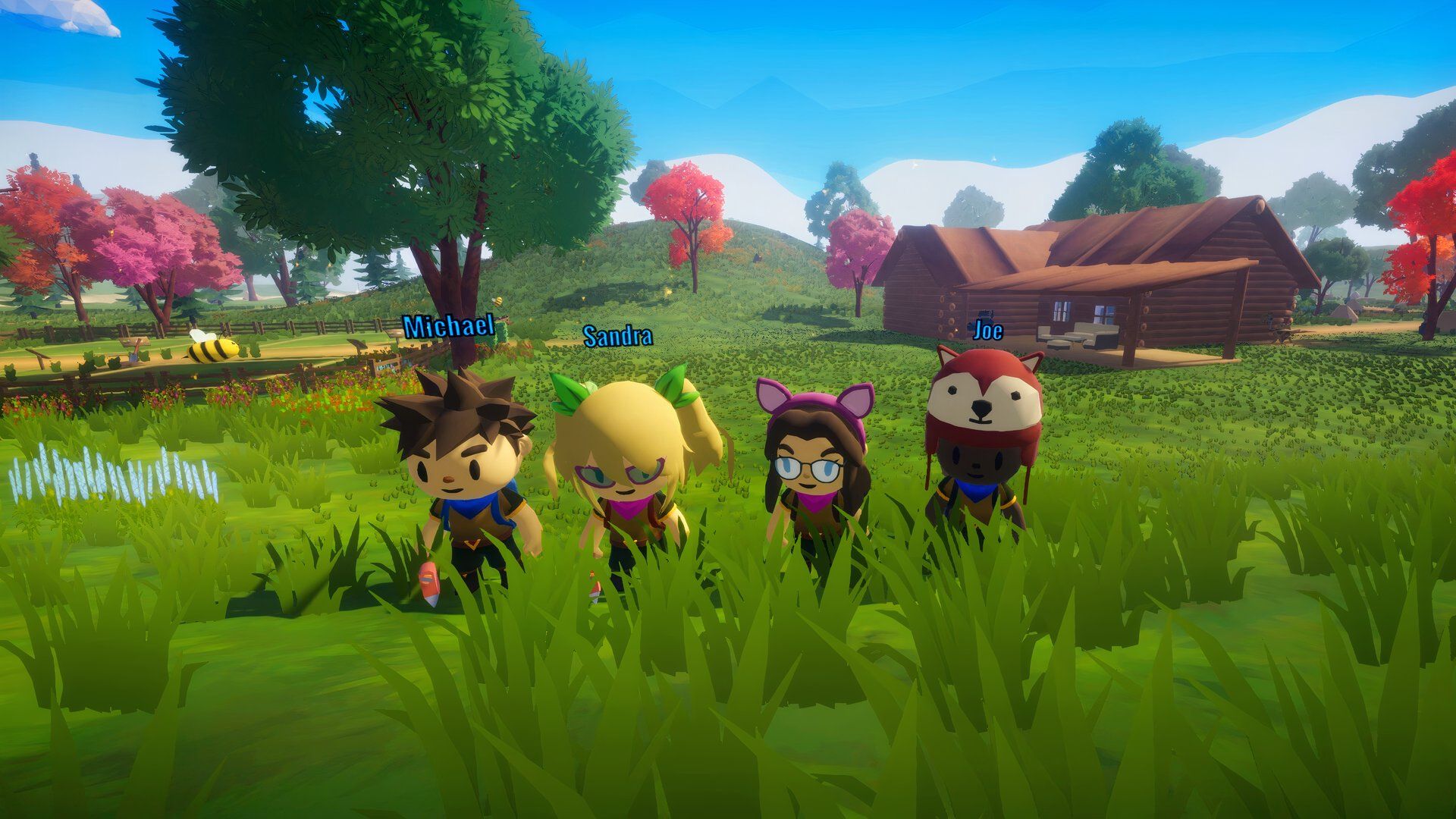 four players in huglings playing the co-op mode.
