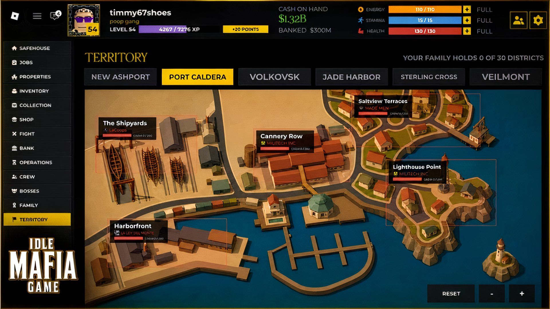 Idle Mafia Game new roblox view of the expansive map