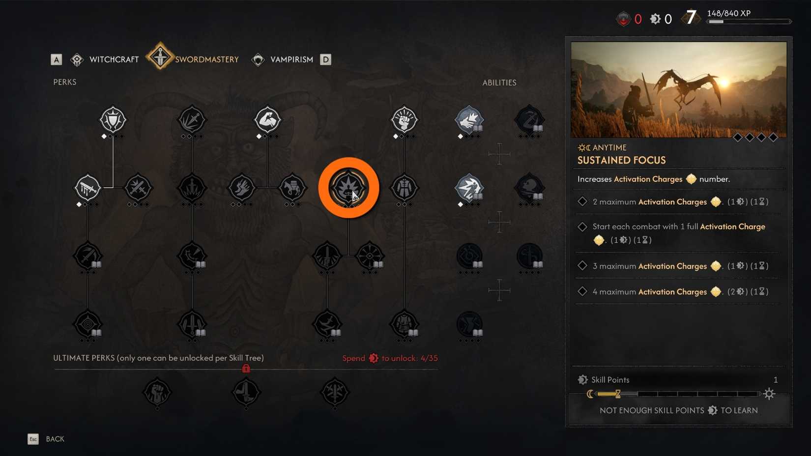 increase activation charges sustained focus in the blood of dawnwalker