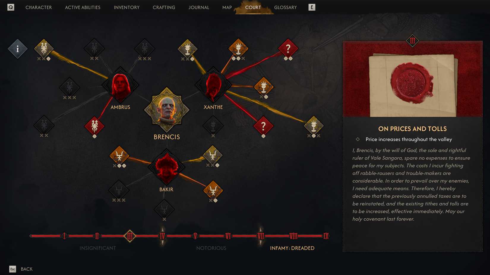 Infamy Level 3 in The Blood of Dawnwalker