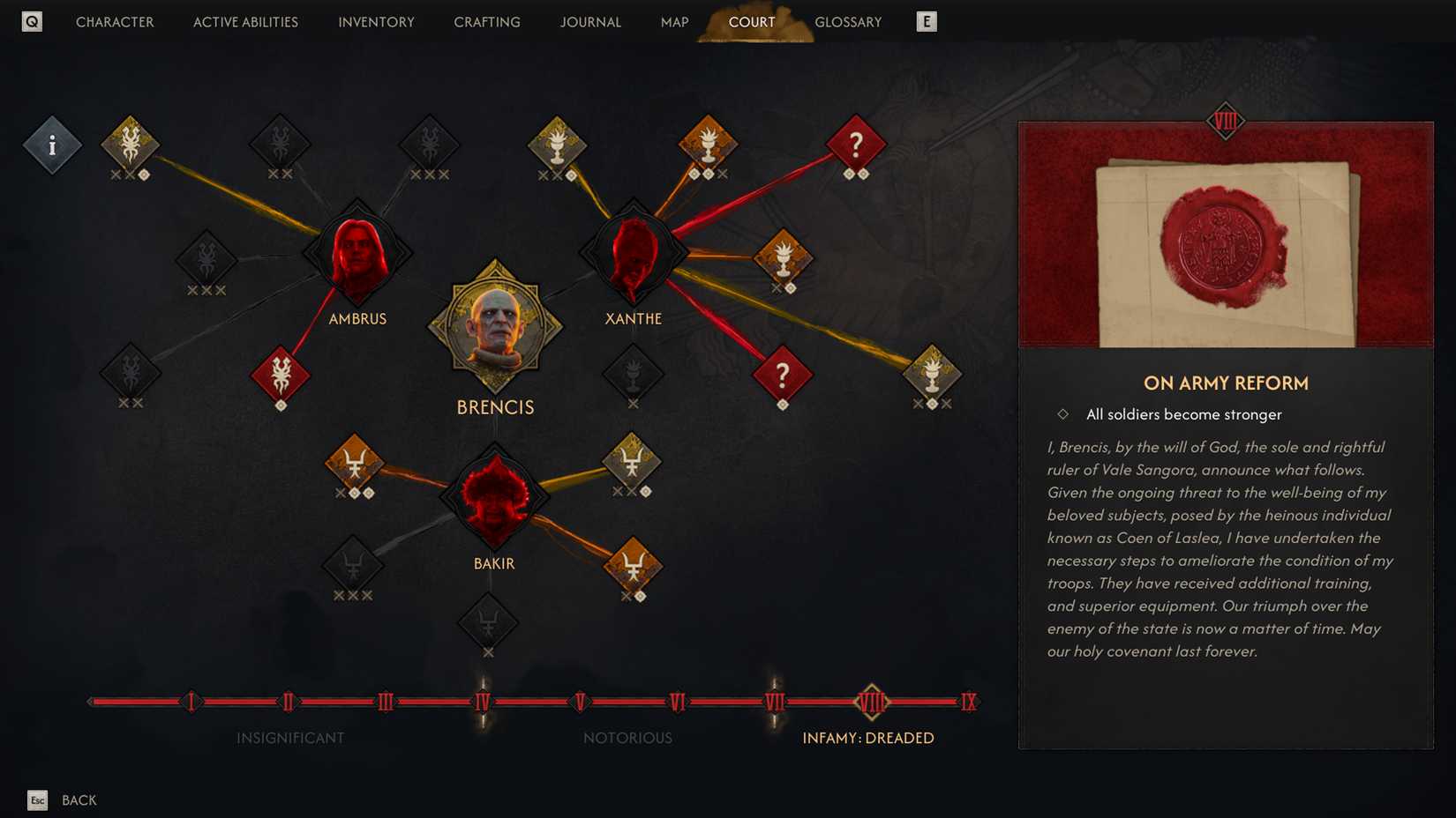 Infamy Level 8 in The Blood of Dawnwalker