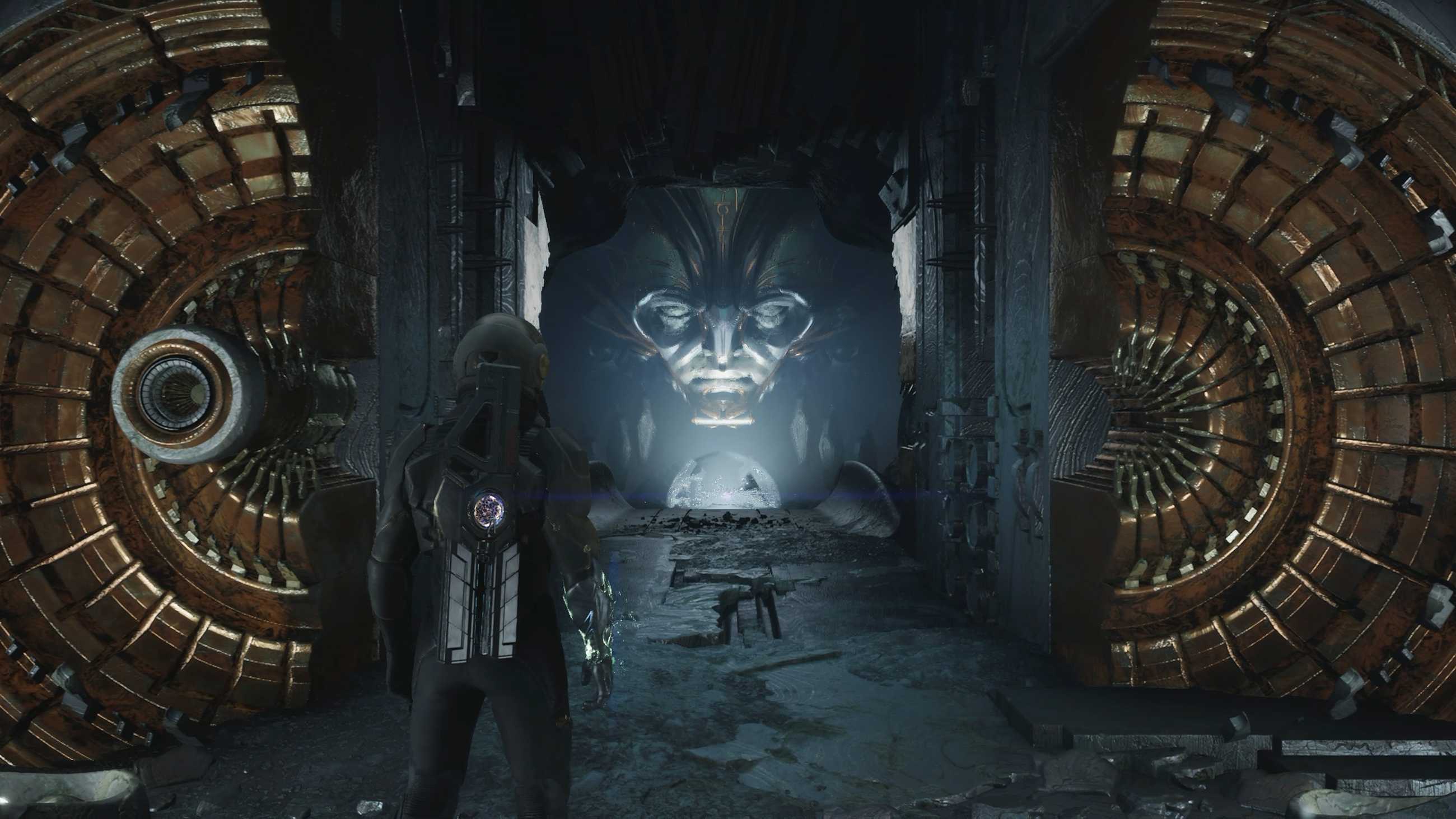 Jun approaching a gauntlet well in Exodus